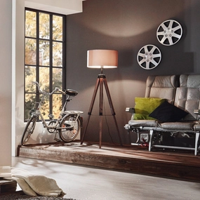 Eglo Lantada Adjustable Wood Tripod Floor Lamp - Taupe Fabric Shade creative lampshade design