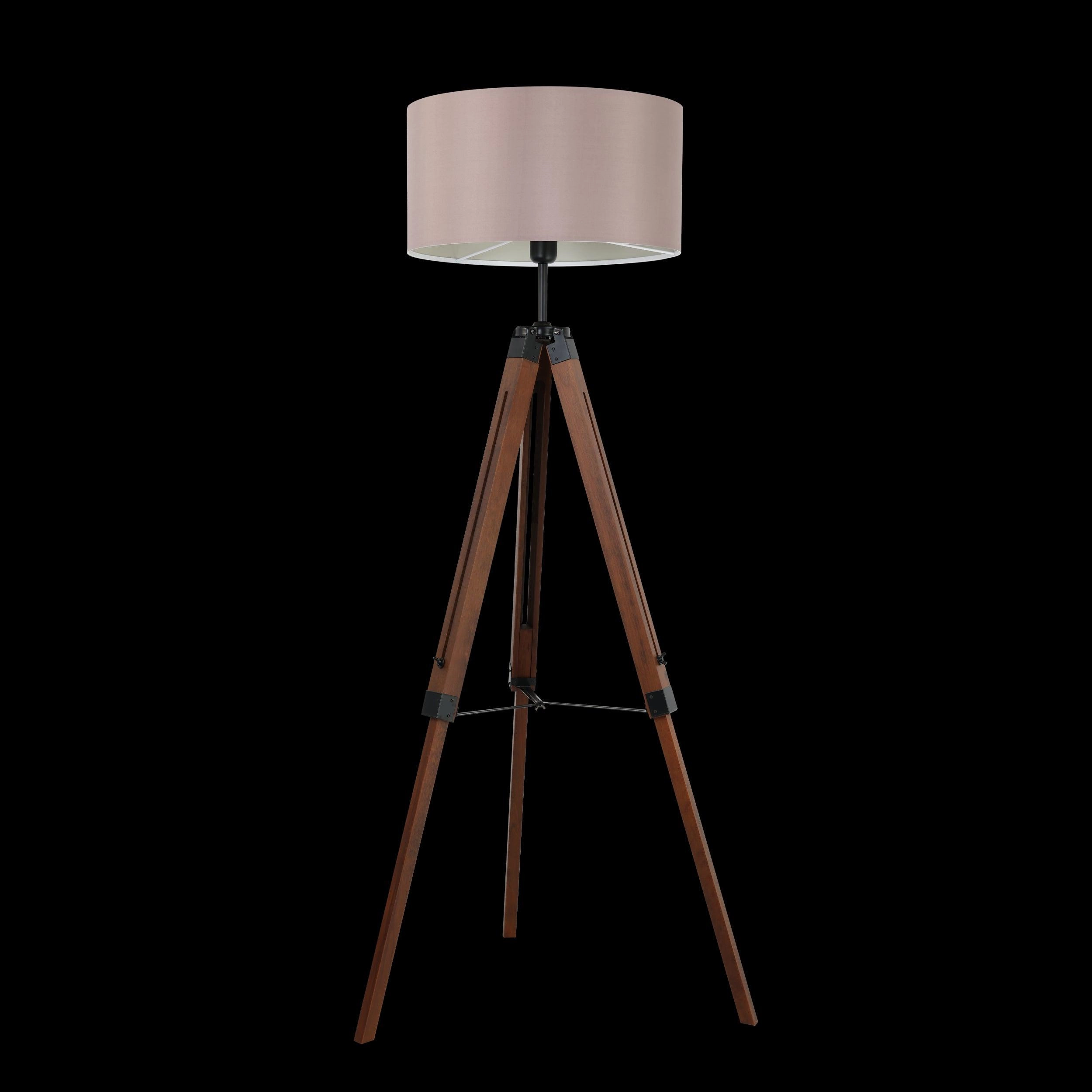 Eglo Lantada Adjustable Wood Tripod Floor Lamp - Taupe Fabric Shade