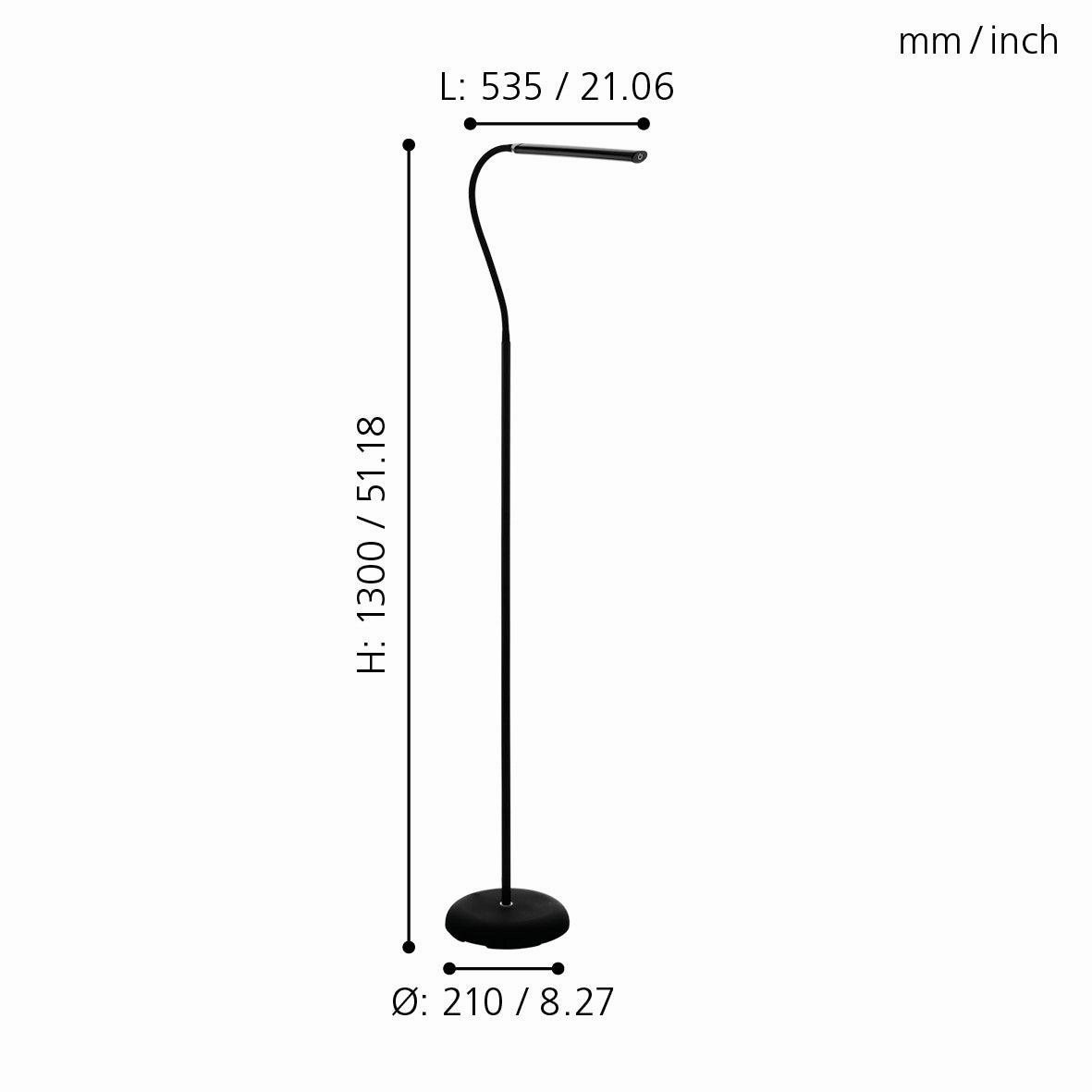 Eglo Laroa Black LED Adjustable Touch Floor Lamp