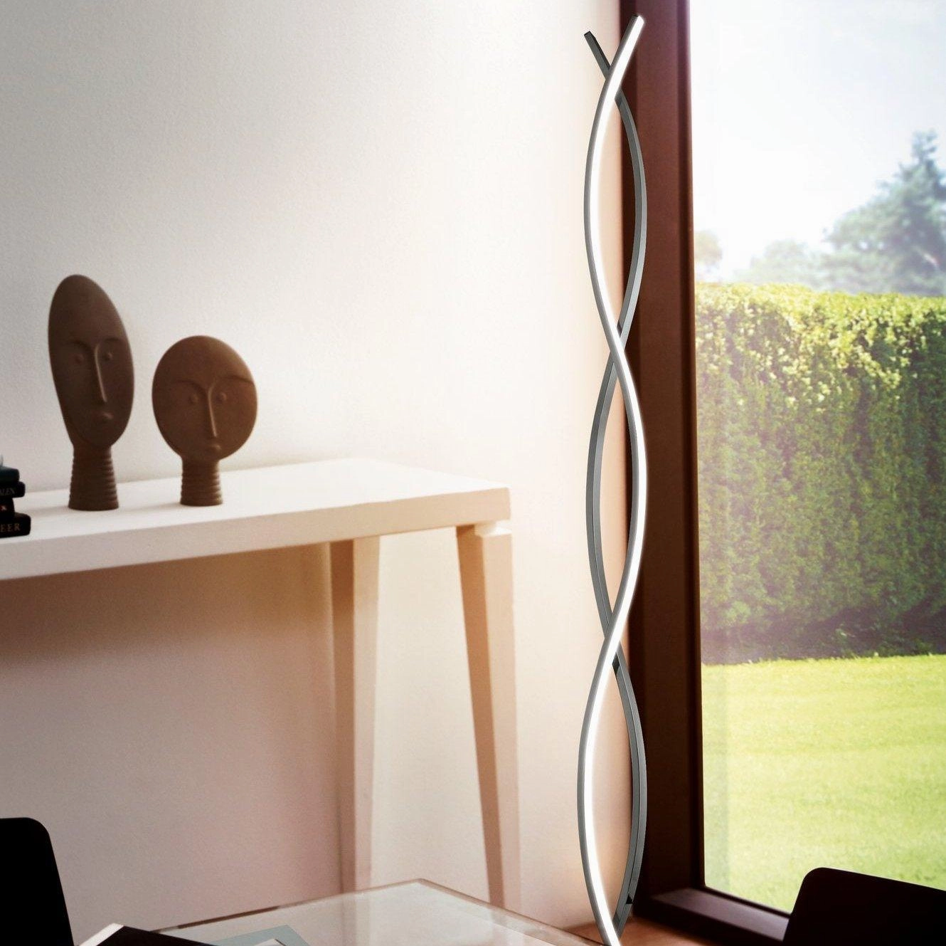 Eglo Lasana 2 Chrome 2 Light LED Modern Floor Lamp