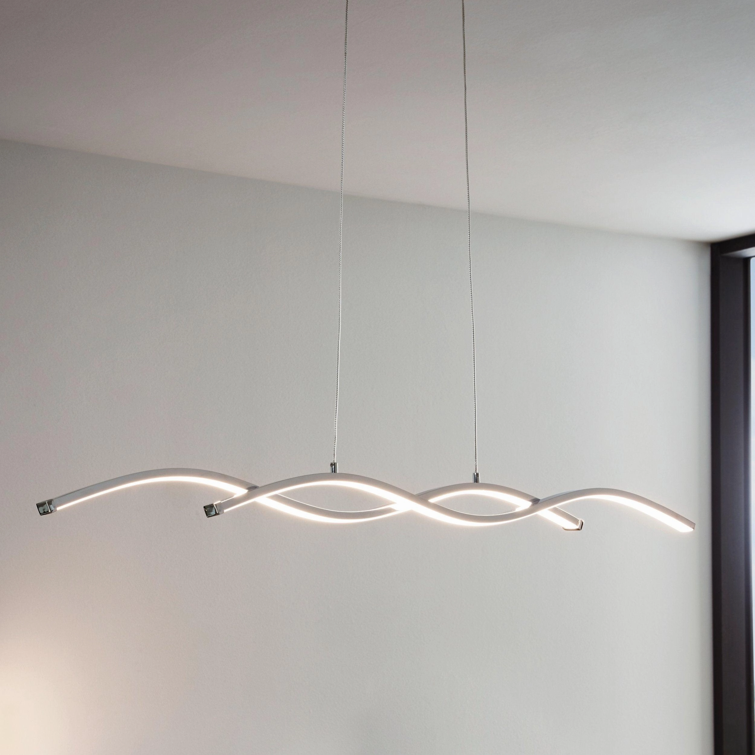 Eglo Lasana 2 LED Chrome Curved Ceiling Pendant - 87cm