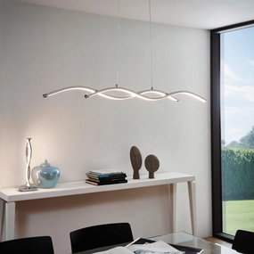 Eglo Lasana 2 LED Chrome Curved Ceiling Pendant - 87cm flush mount ceiling fixture