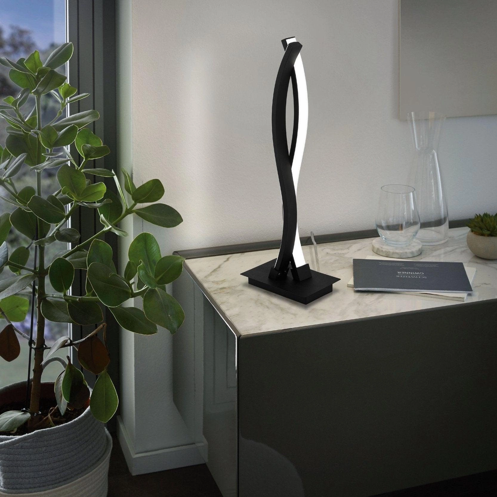 Eglo Lasana 3 Black 2 Light LED Table Lamp energy-saving LED light