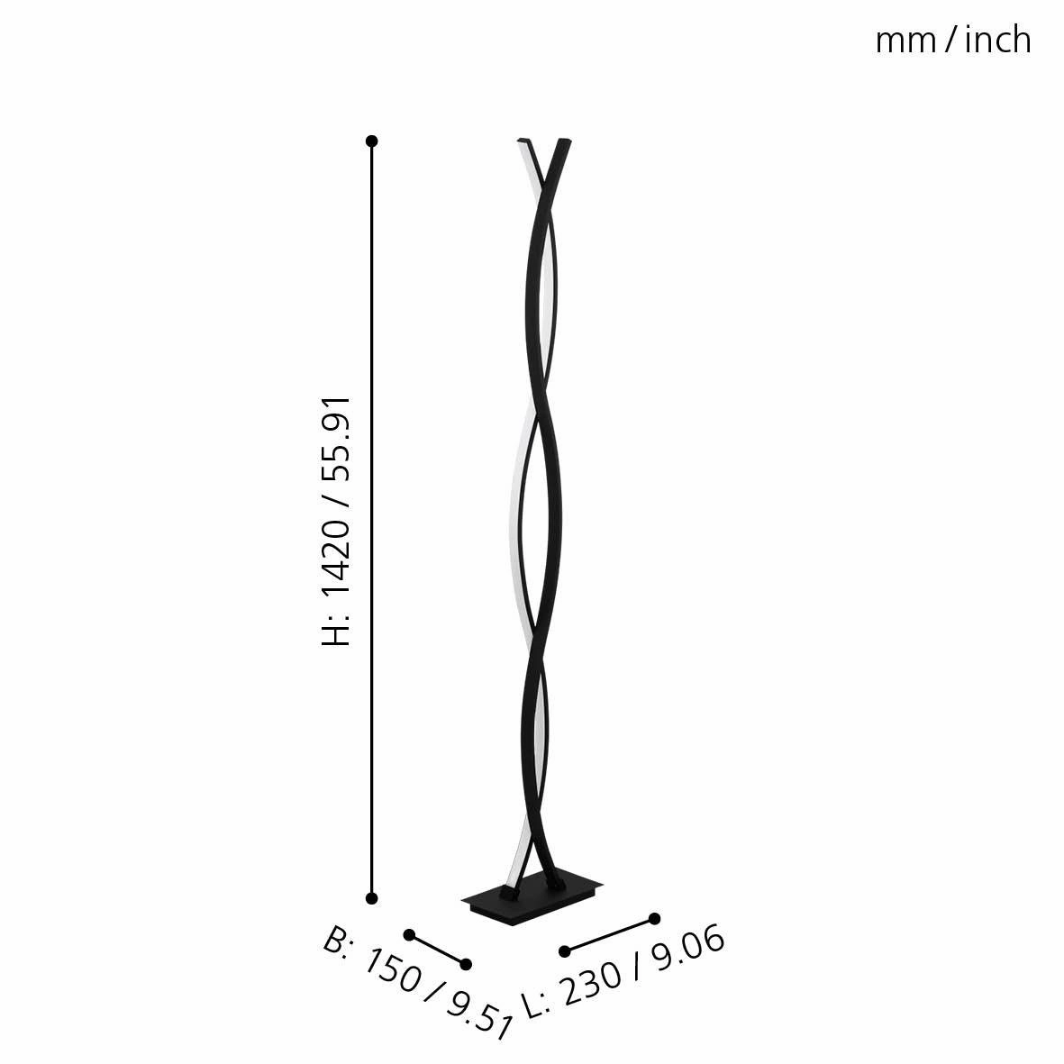 Eglo Lasana 3 LED Modern Two Light Black Floor Lamp