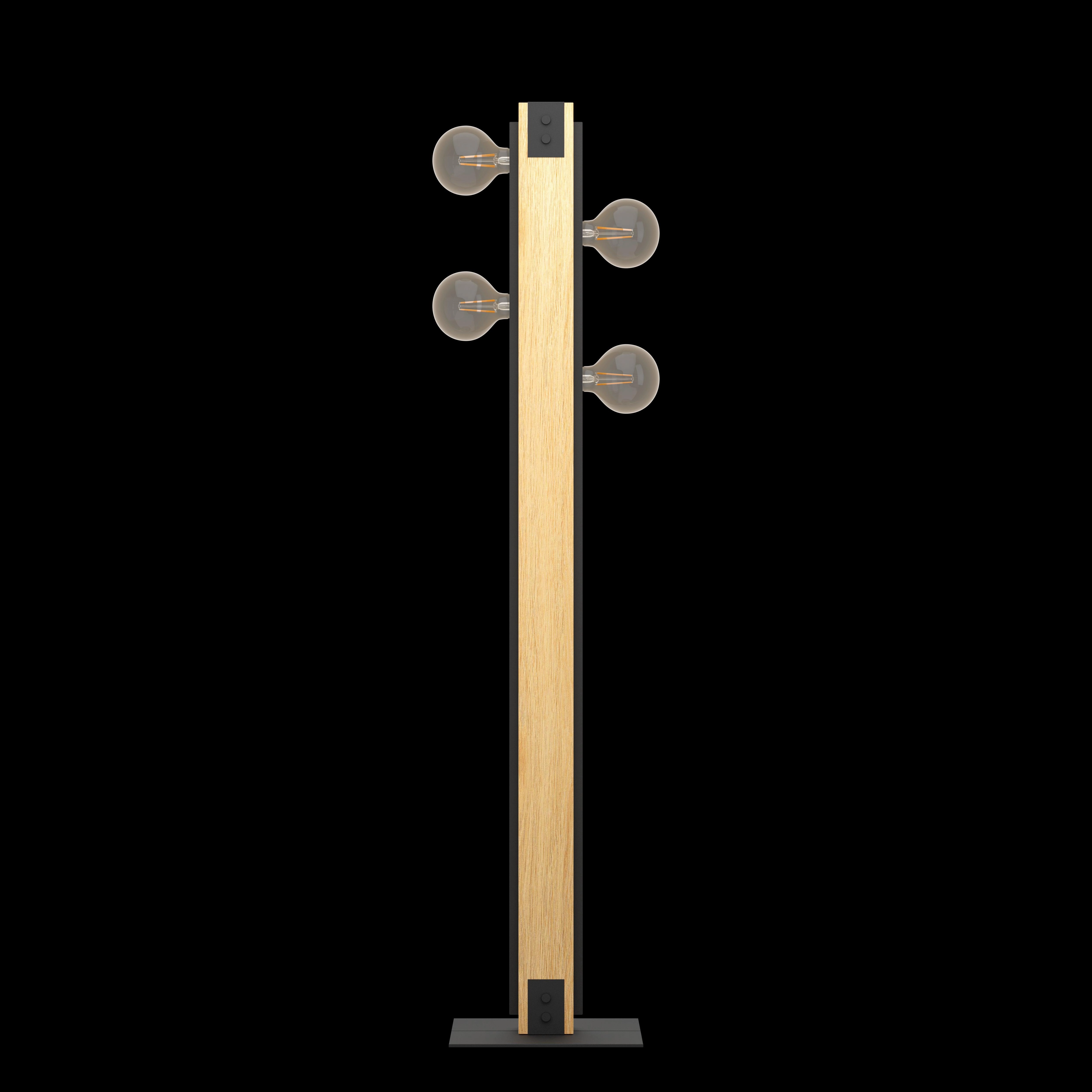 Eglo Layham 4 Light Black & Wooden Floor Lamp