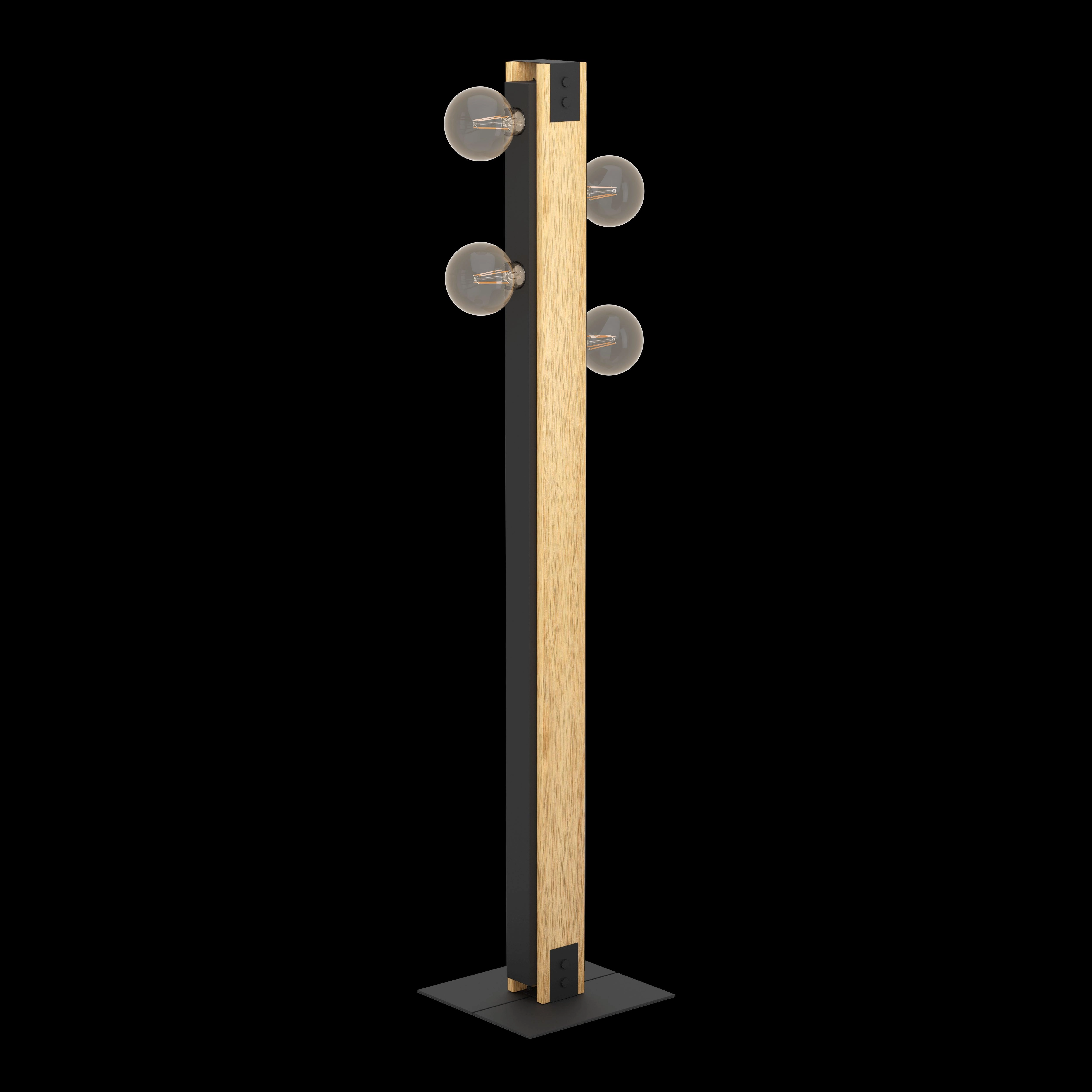 Eglo Layham 4 Light Black & Wooden Floor Lamp