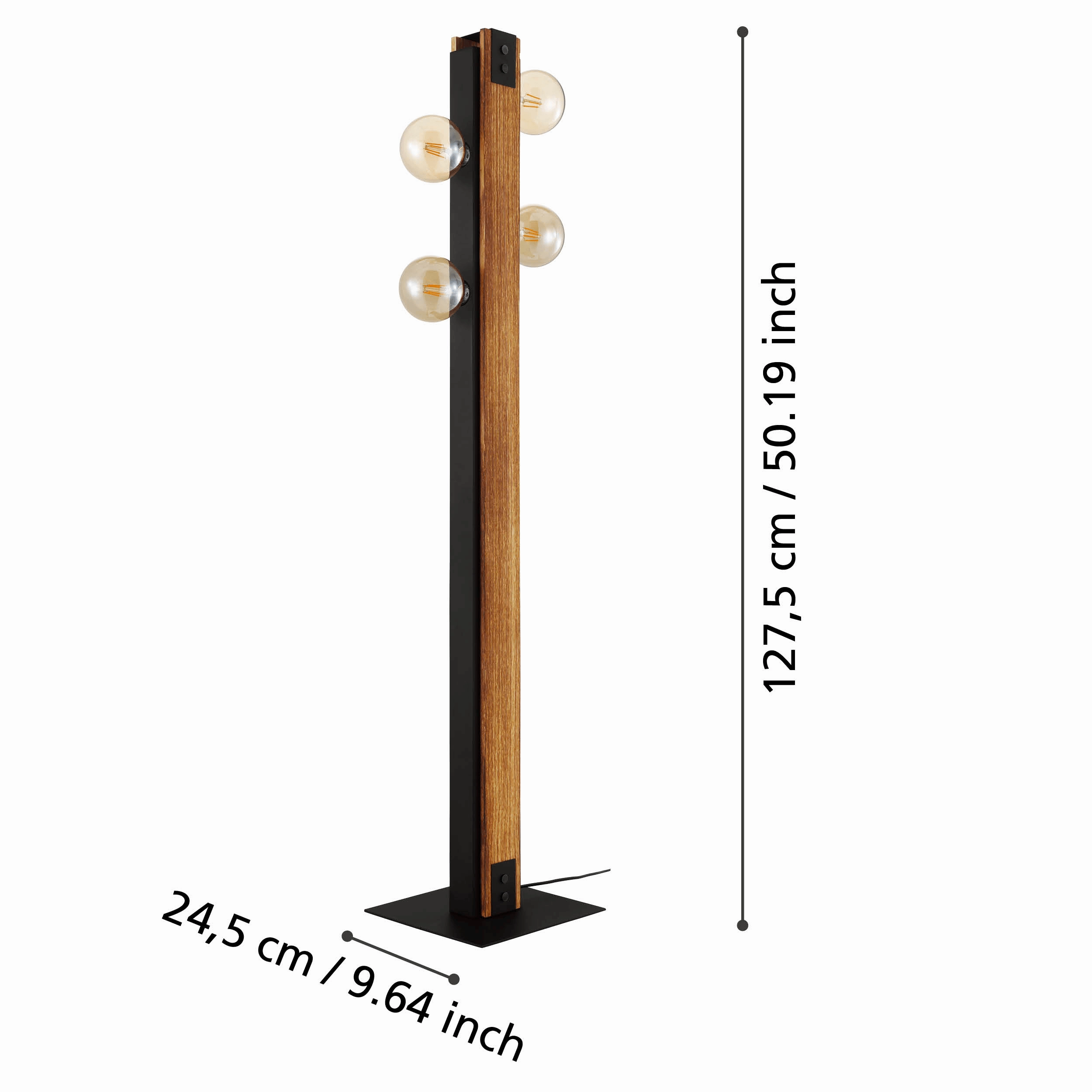 Eglo Layham 4 Light Black & Wooden Floor Lamp