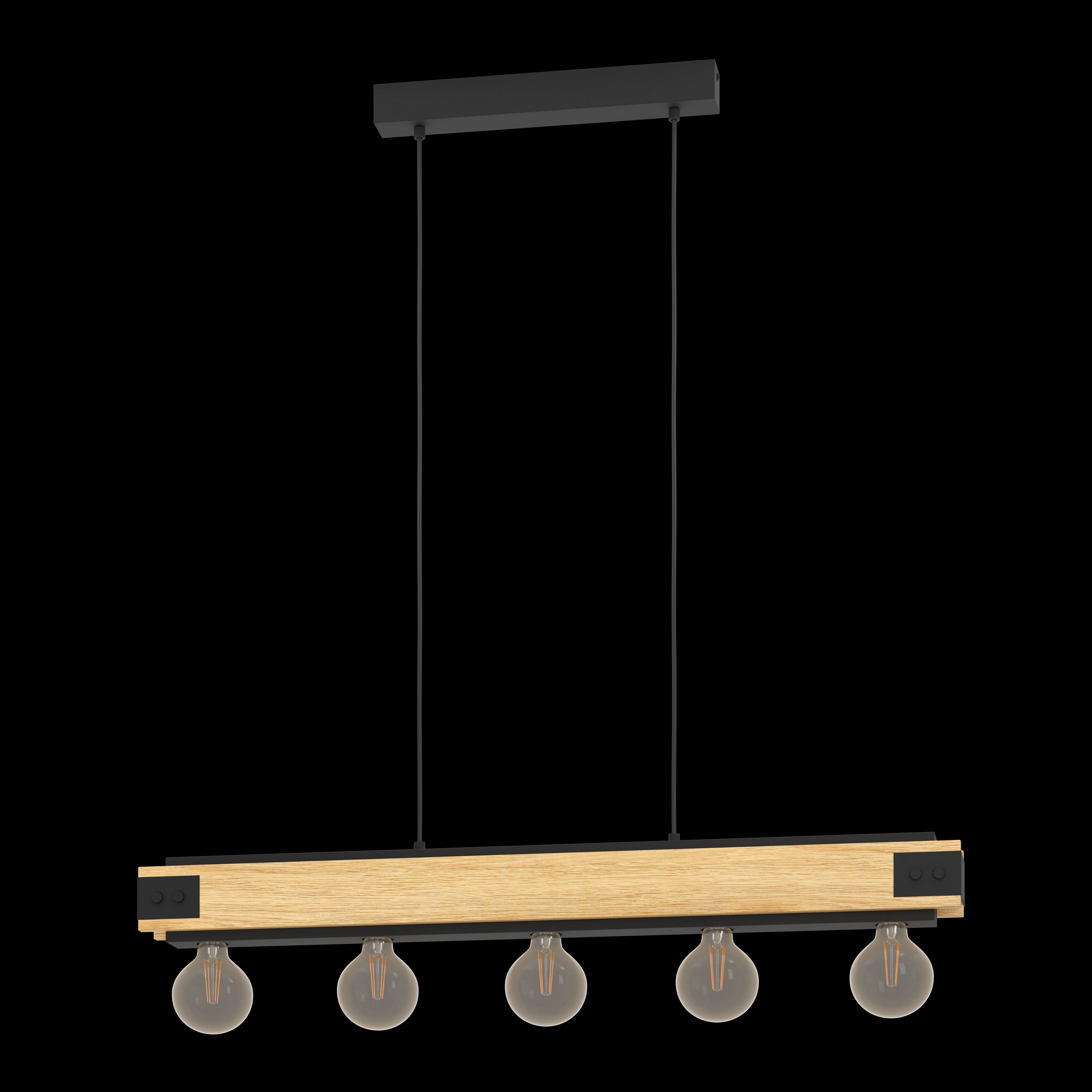 Eglo Layham 5 Light Metal & Wood Bar Ceiling Pendant