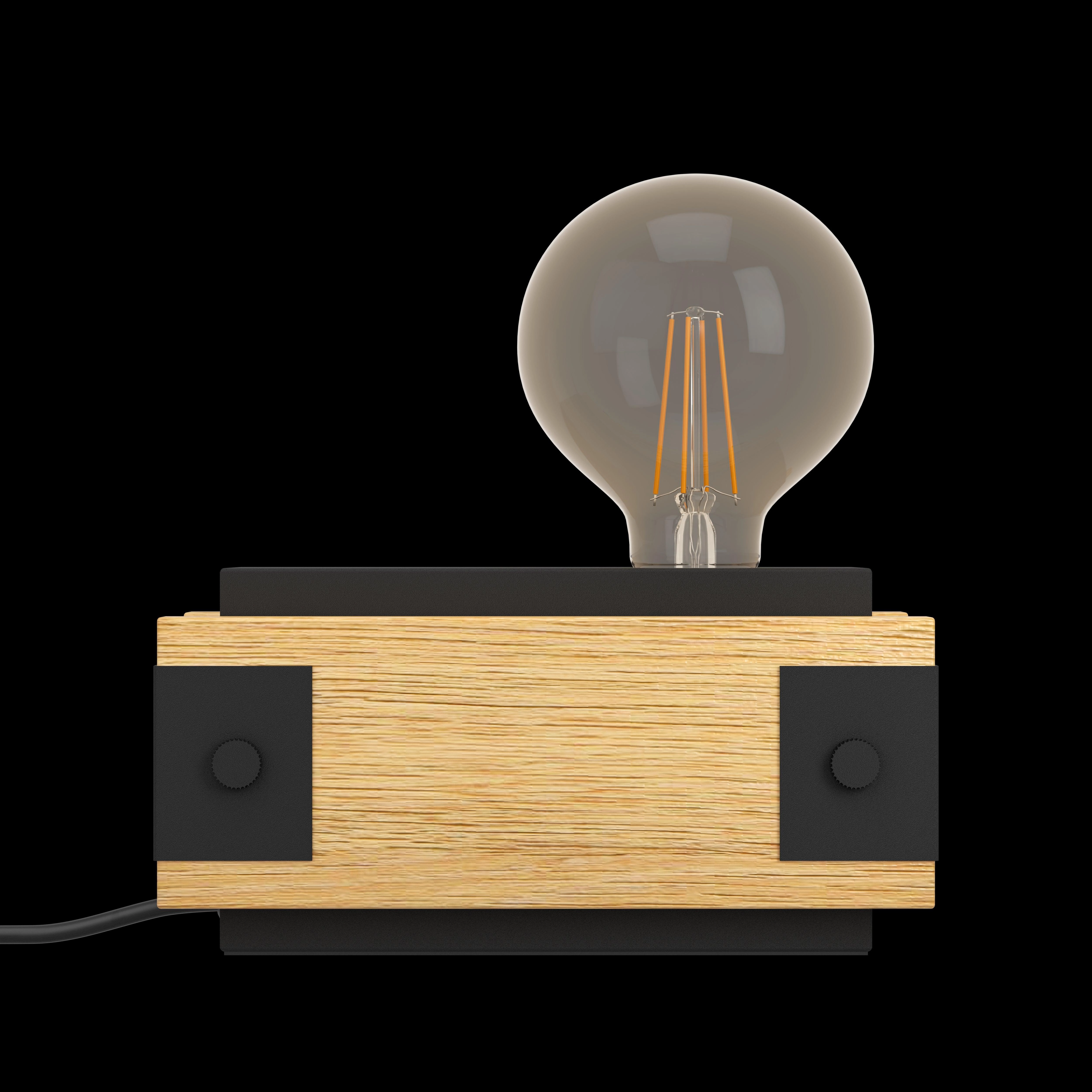 Eglo Layham Black Metal & Burnt Wood Table Lamp