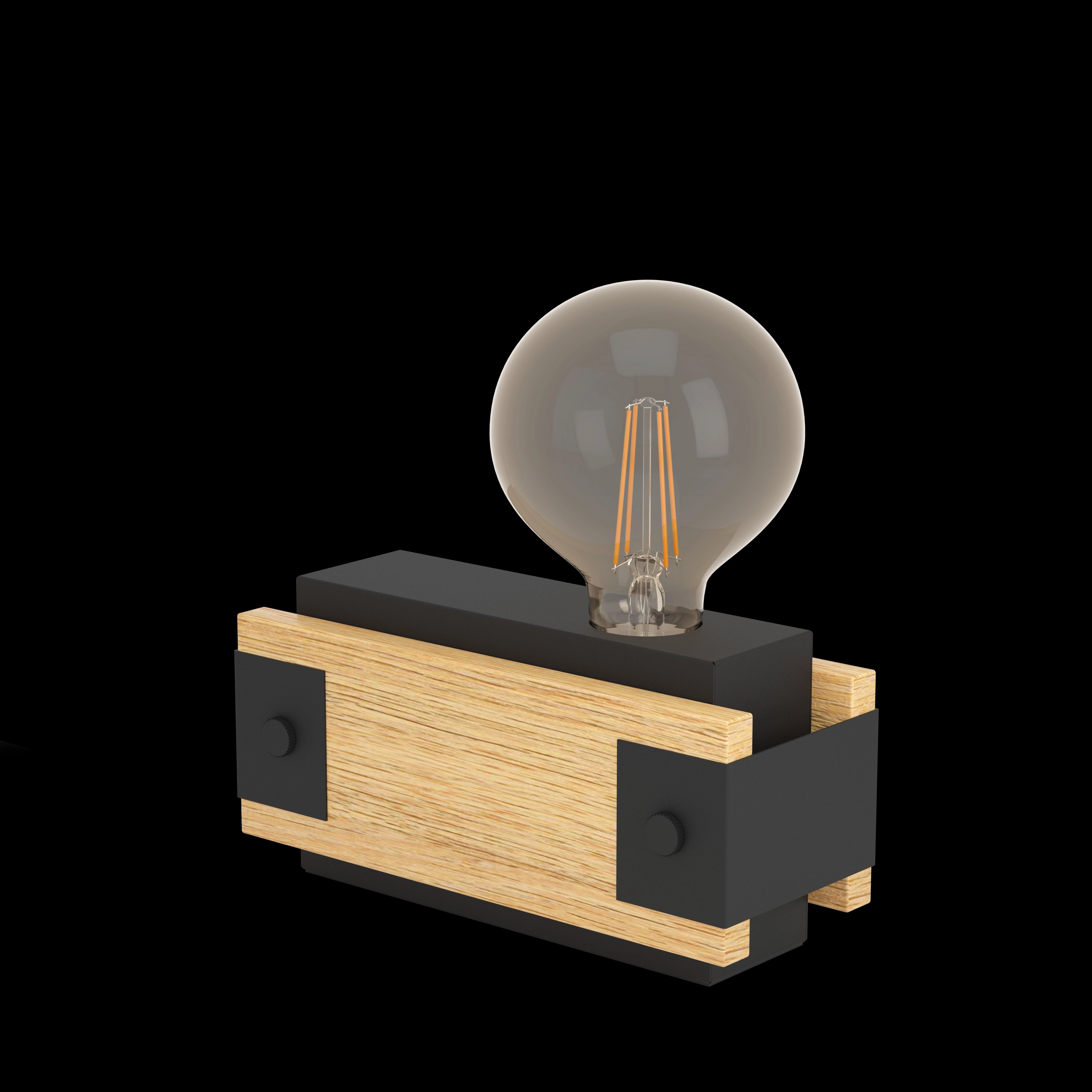 Eglo Layham Black Metal & Burnt Wood Table Lamp