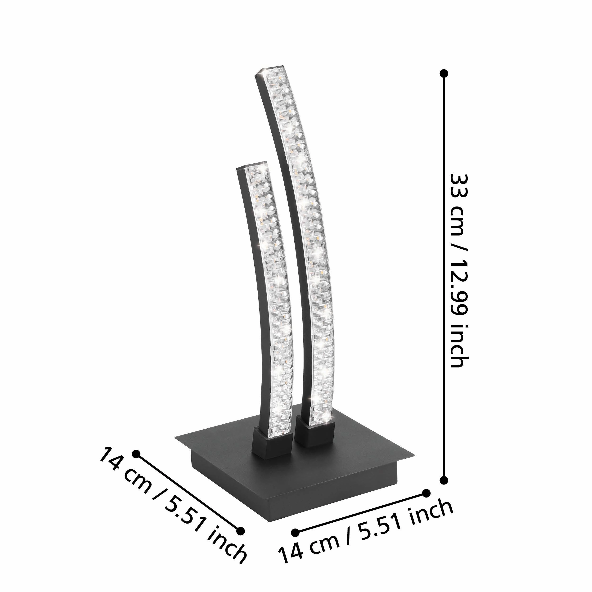 Eglo Lejias Black Curved Plastic Crystal LED Table Lamp