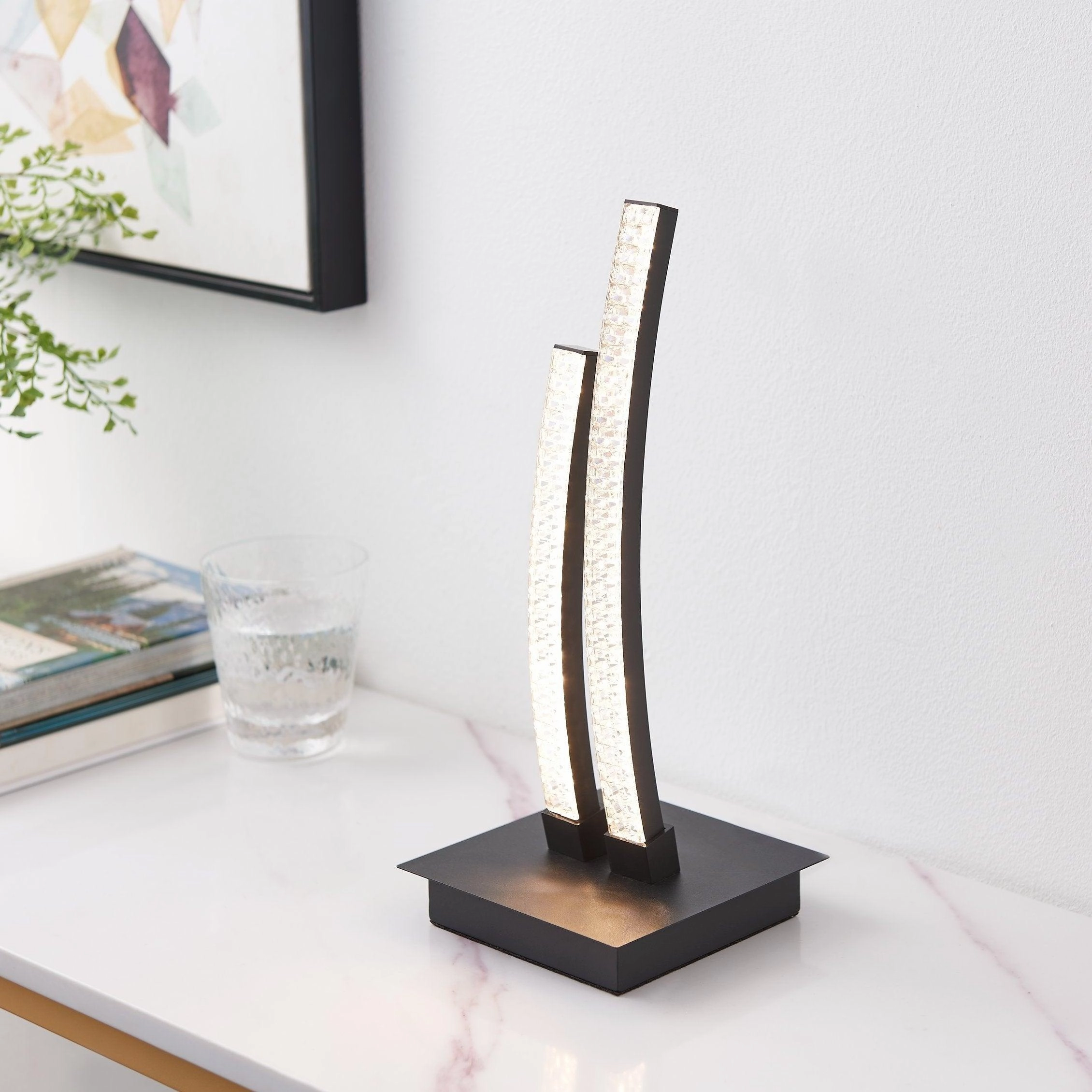 Eglo Lejias Black Curved Plastic Crystal LED Table Lamp energy-saving LED light