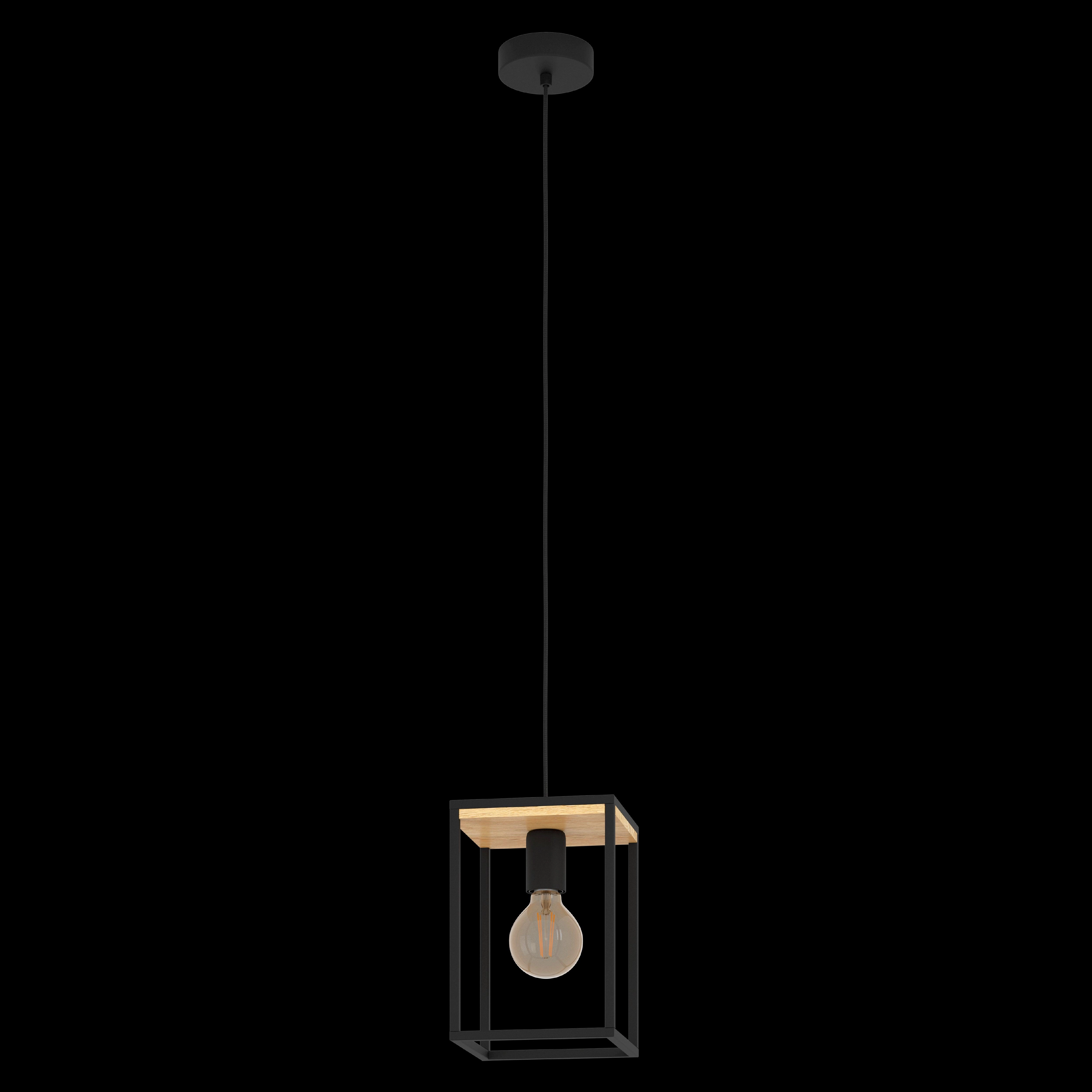 Eglo Libertad Black Metal & Wood Frame Ceiling Pendant