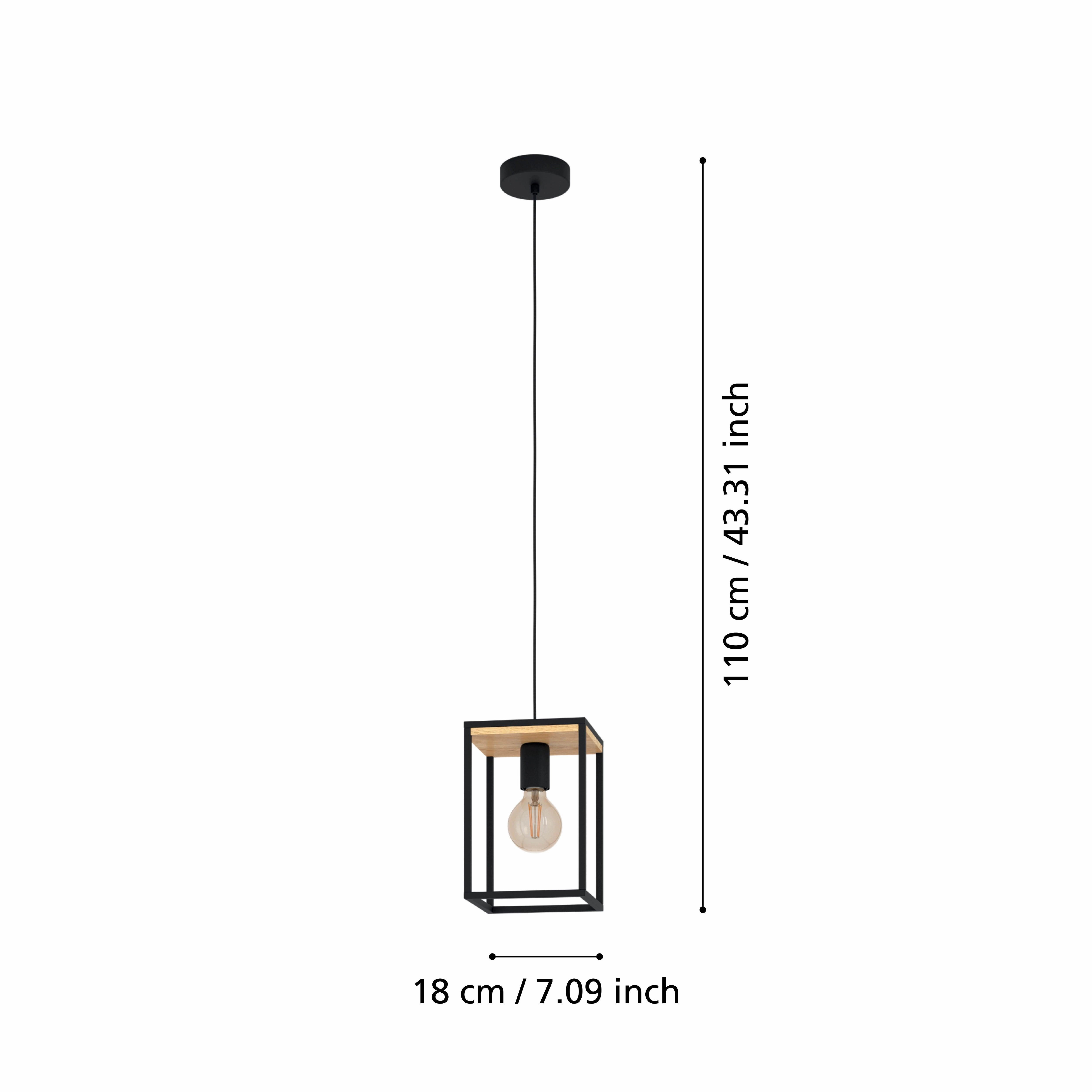 Eglo Libertad Black Metal & Wood Frame Ceiling Pendant