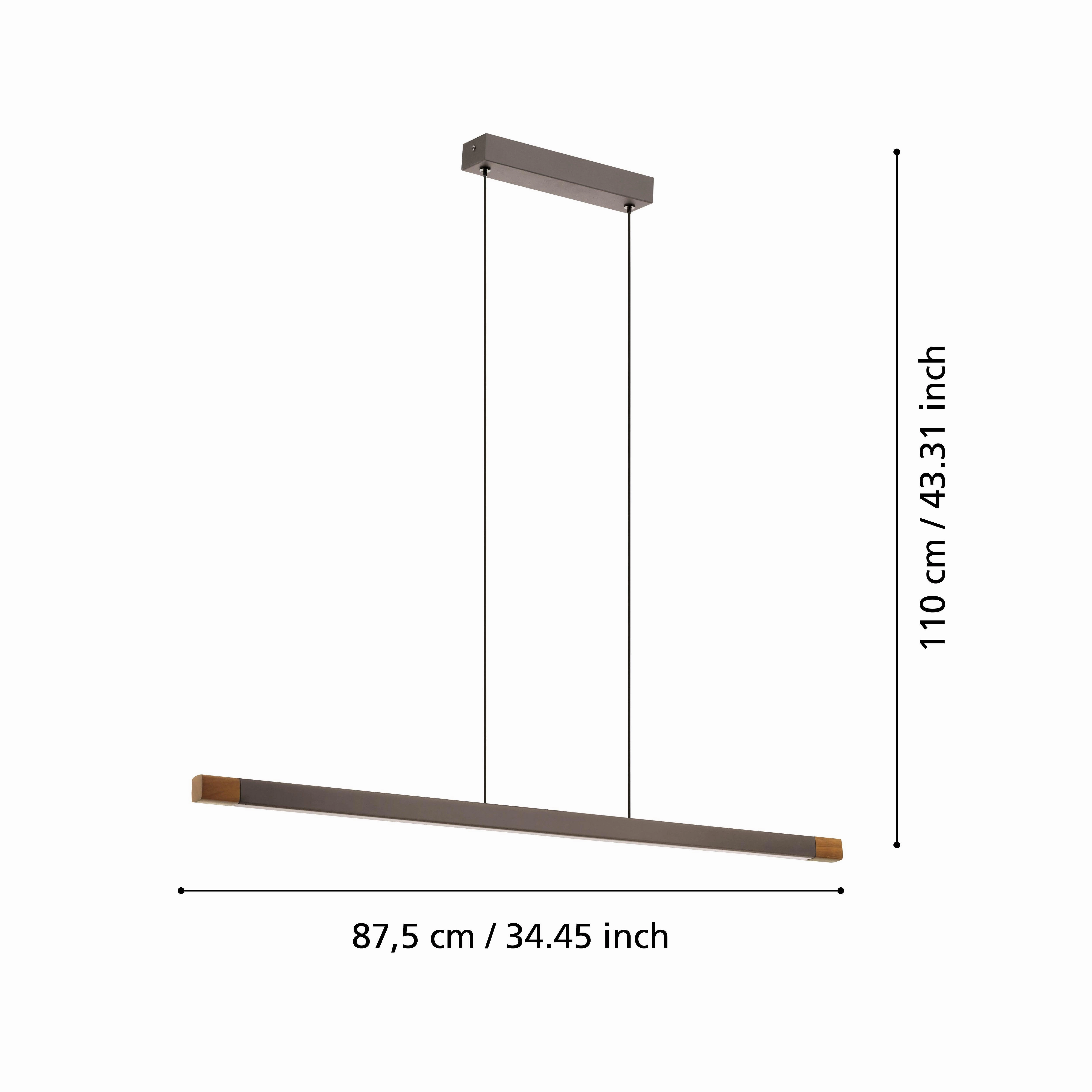 Eglo Lisciana LED Aluminium & Dark Wood Ceiling Pendant
