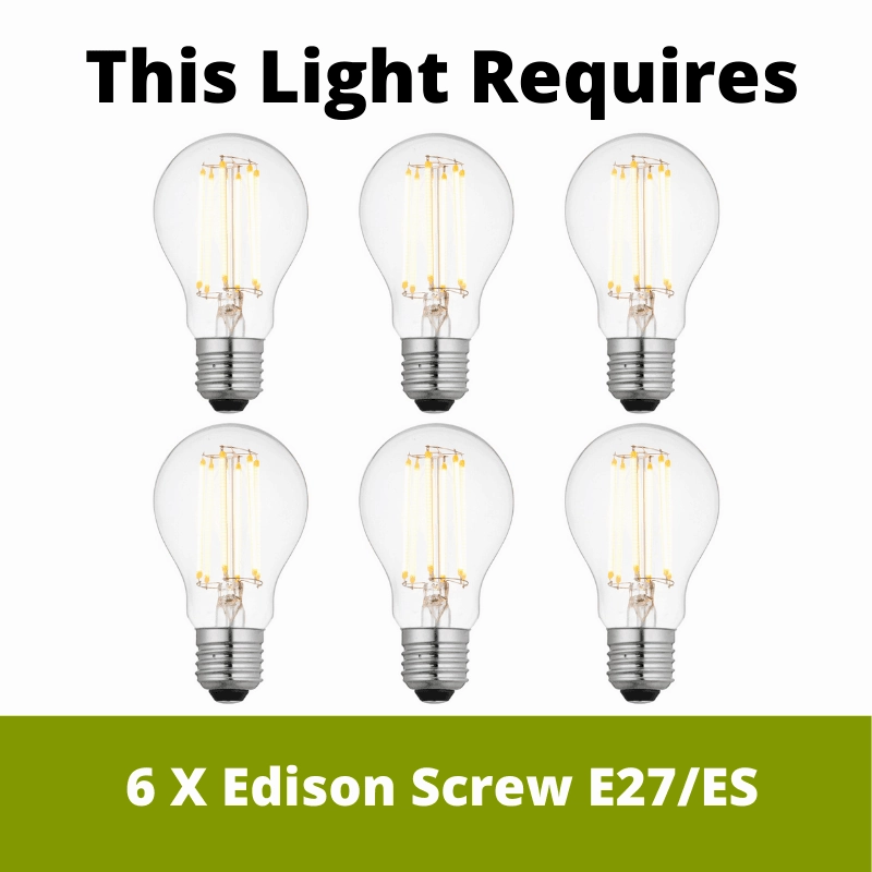 Eglo Littleton 6 Light Black & Rubberwood Ceiling Pendant