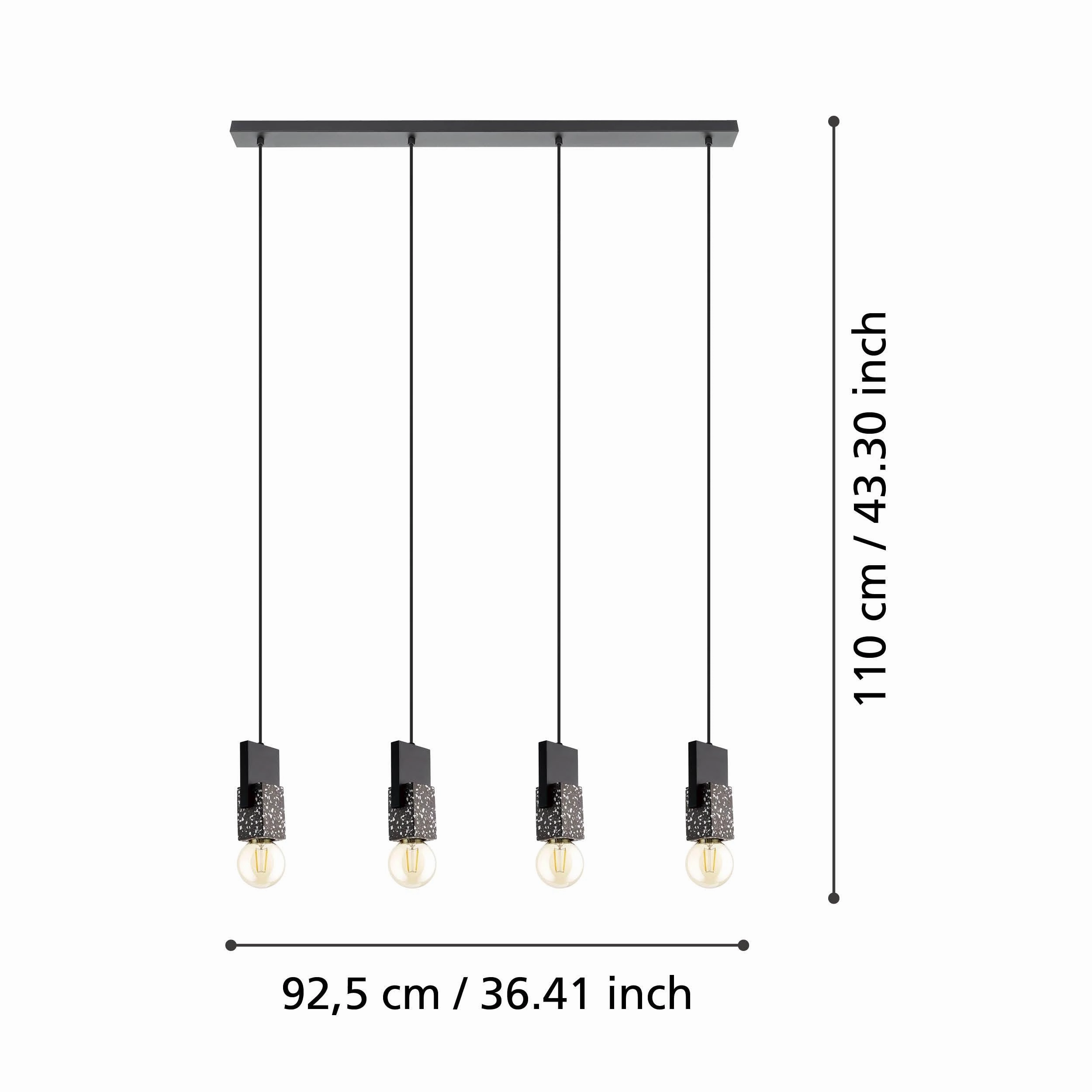 Eglo Lobatia 4 Light Black & Grey Terrazzo Cable Pendant