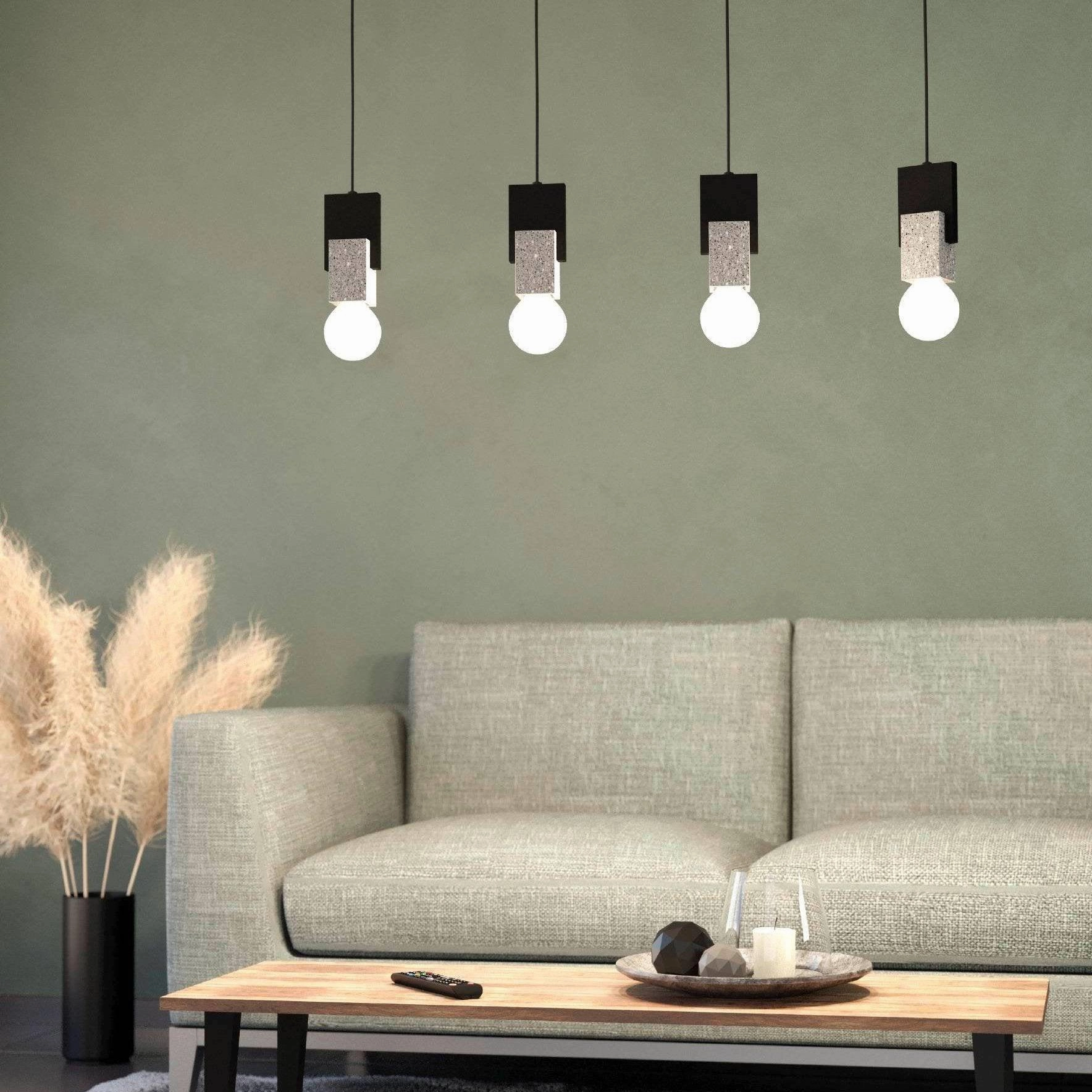 Eglo Lobatia 4 Light Black & Grey Terrazzo Cable Pendant sleek LED ceiling lamp