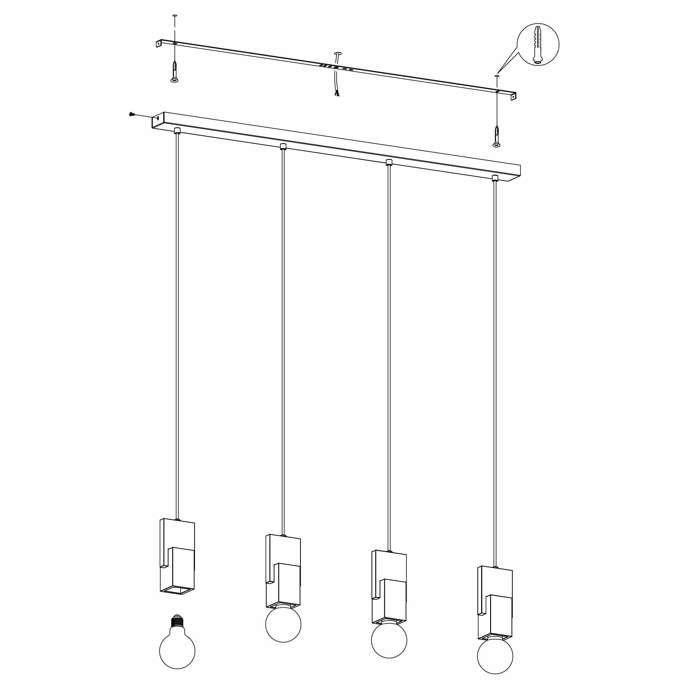 Eglo Lobatia 4 Light Black & Grey Terrazzo Cable Pendant