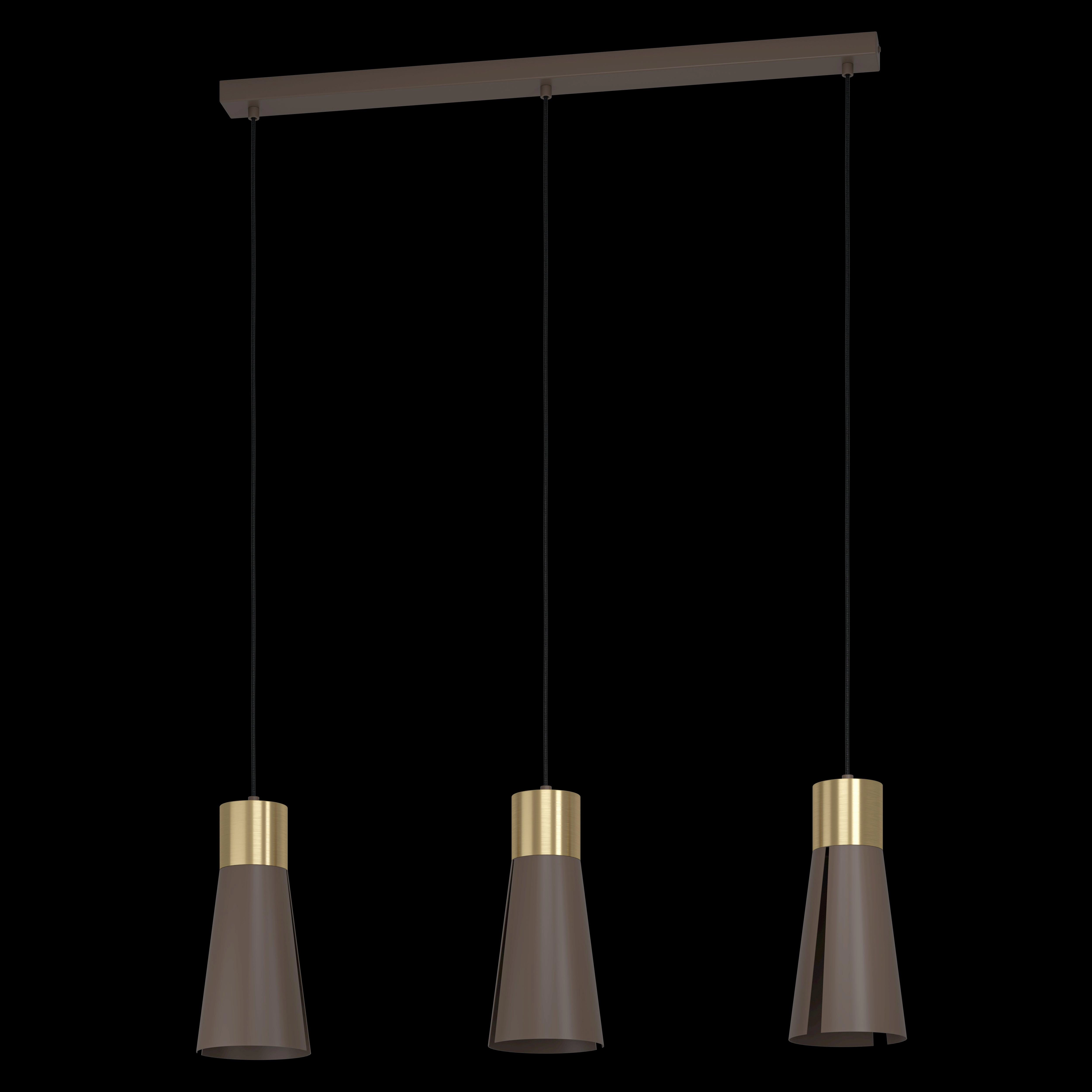 Eglo Losalomas 3 Light Conical Brown & Brass Pendant