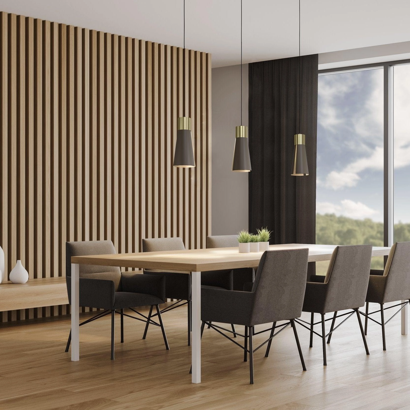 Eglo Losalomas 3 Light Conical Brown & Brass Pendant sleek LED ceiling lamp