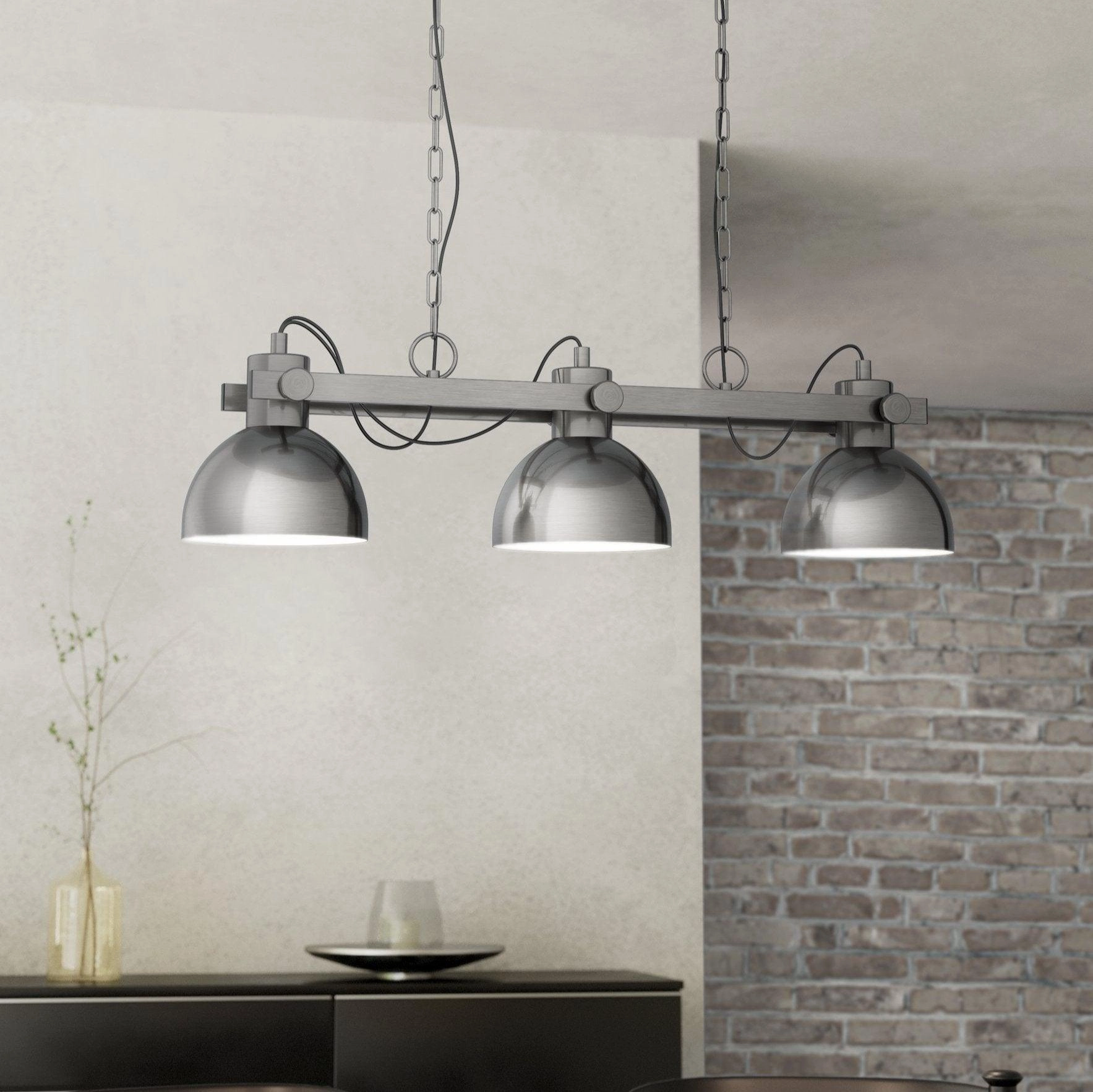 Eglo Lubenham 1 Nickel 3 Light Industrial Ceiling Pendant flush mount ceiling fixture