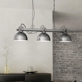 Eglo Lubenham 1 Nickel 3 Light Industrial Ceiling Pendant flush mount ceiling fixture