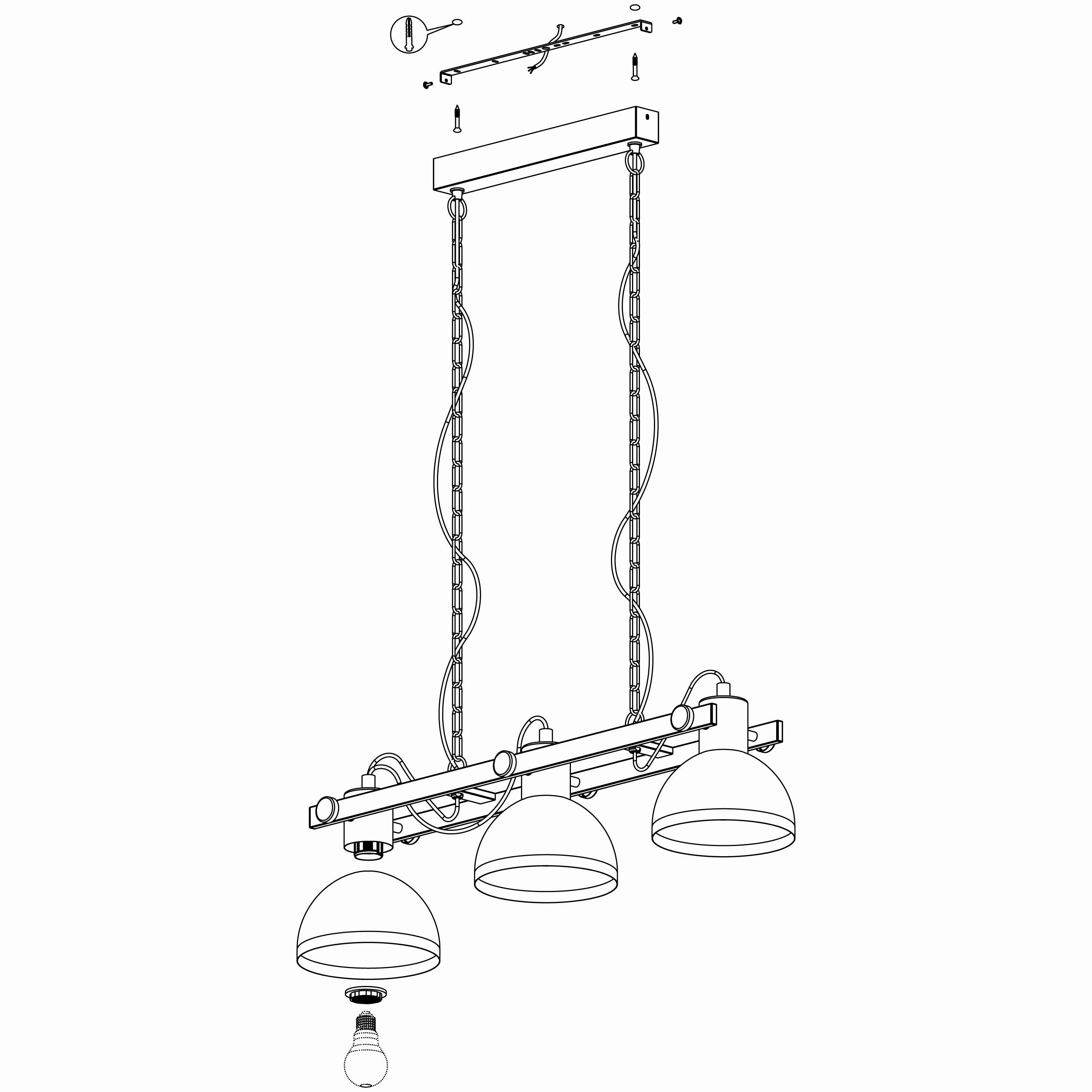 Eglo Lubenham 1 Nickel 3 Light Industrial Ceiling Pendant