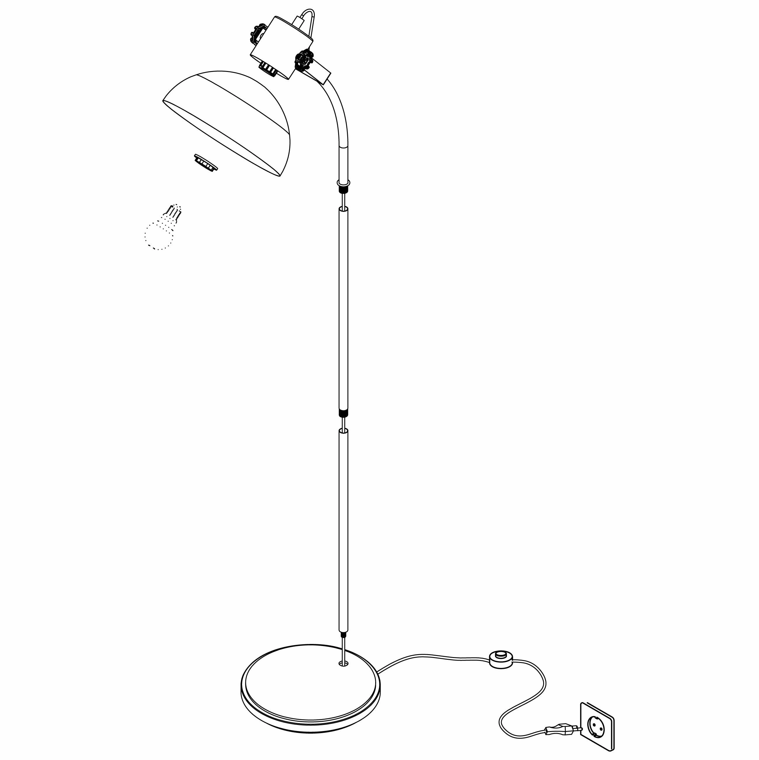 Eglo Lubenham Black Metal Floor Lamp With Wooden Base