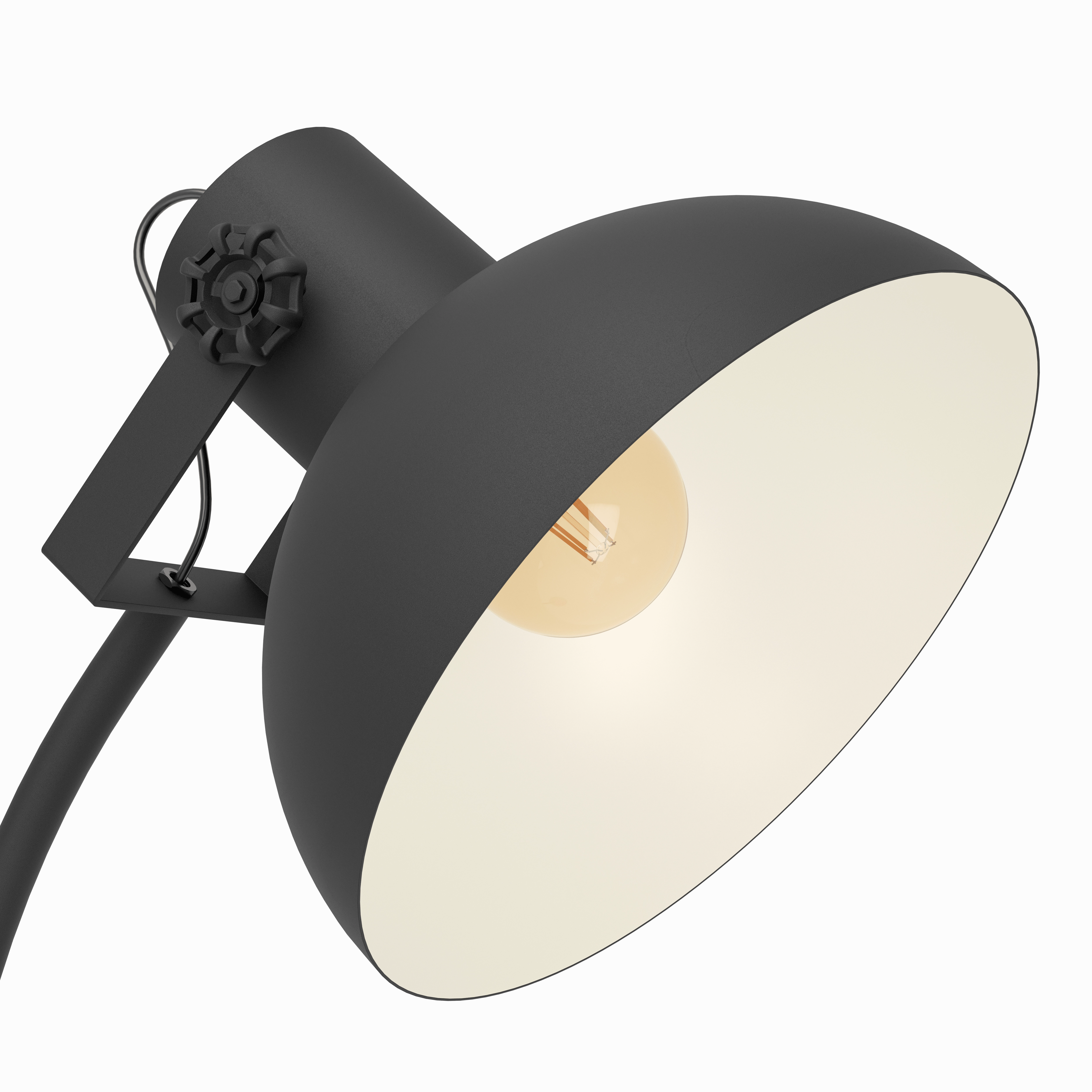 Eglo Lubenham Black Metal Floor Lamp With Wooden Base