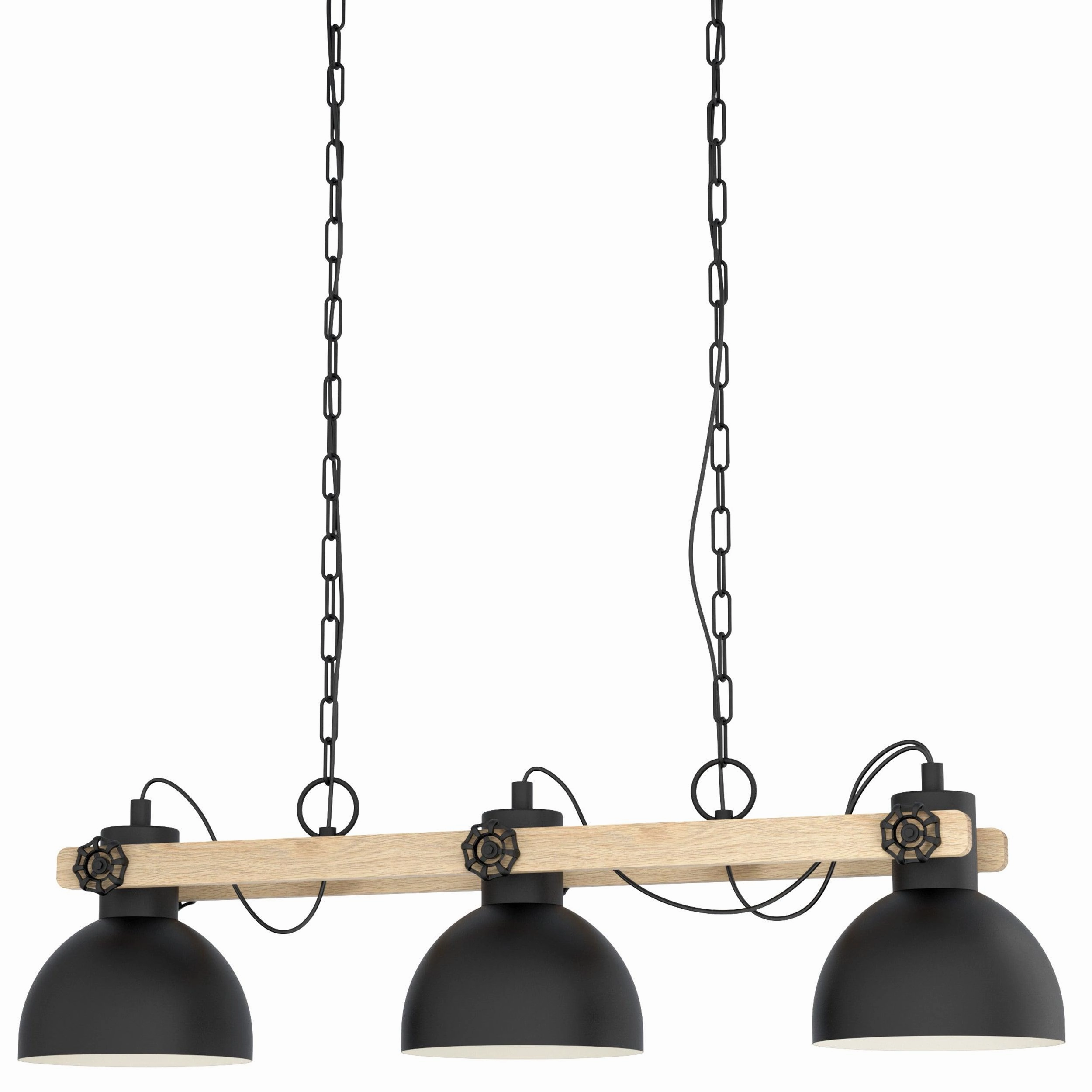 Eglo Lubenham Black Metal Industrial 3 Light Ceiling Pendant
