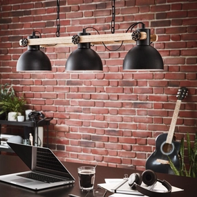 Eglo Lubenham Black Metal Industrial 3 Light Ceiling Pendant sleek LED ceiling lamp