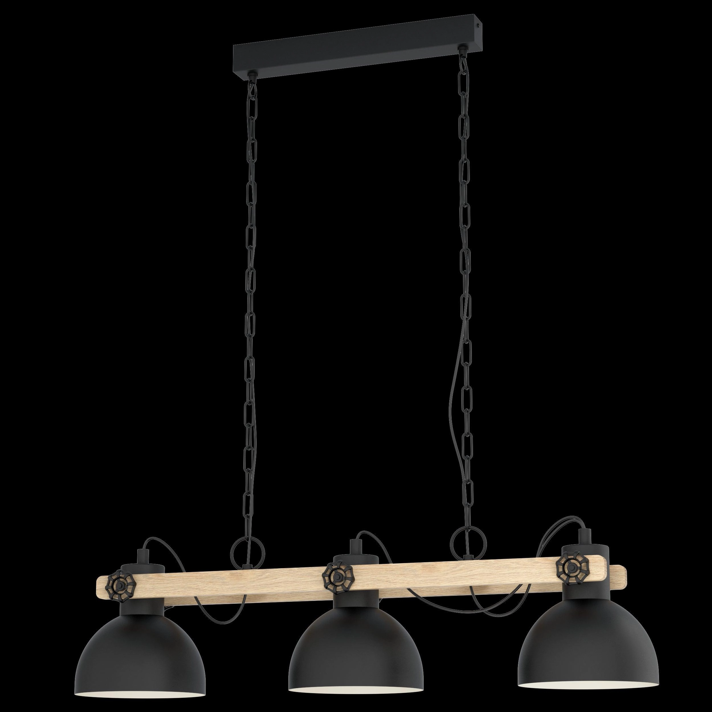 Eglo Lubenham Black Metal Industrial 3 Light Ceiling Pendant
