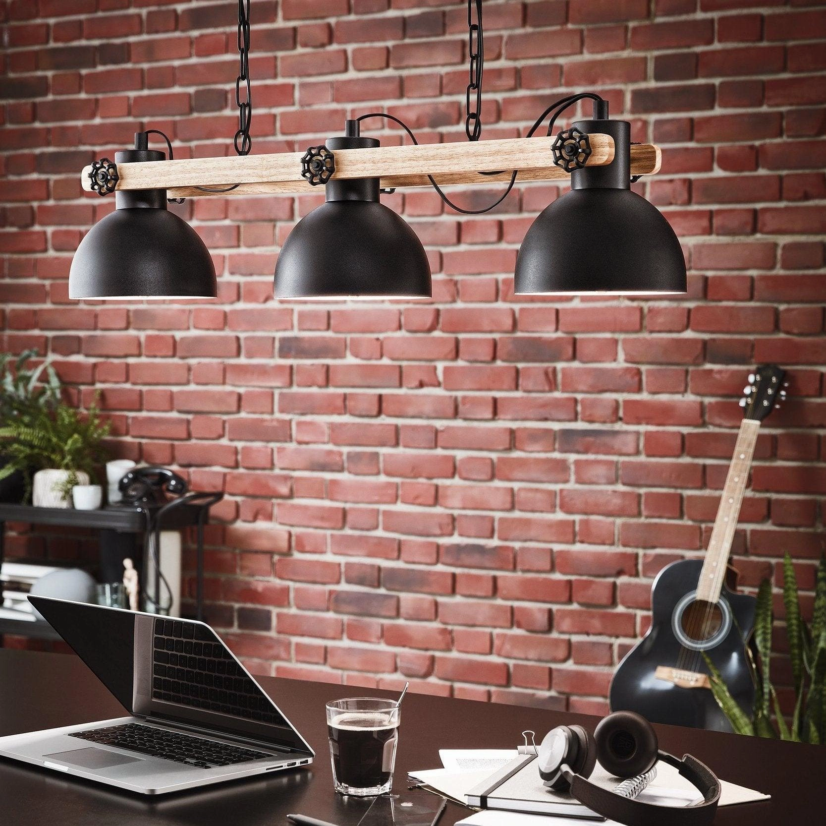 Eglo Lubenham Black Metal Industrial 3 Light Ceiling Pendant sleek LED ceiling lamp