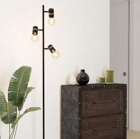Eglo Lurone Black & Brass 3 Light Adjustable Floor Lamp creative lampshade design