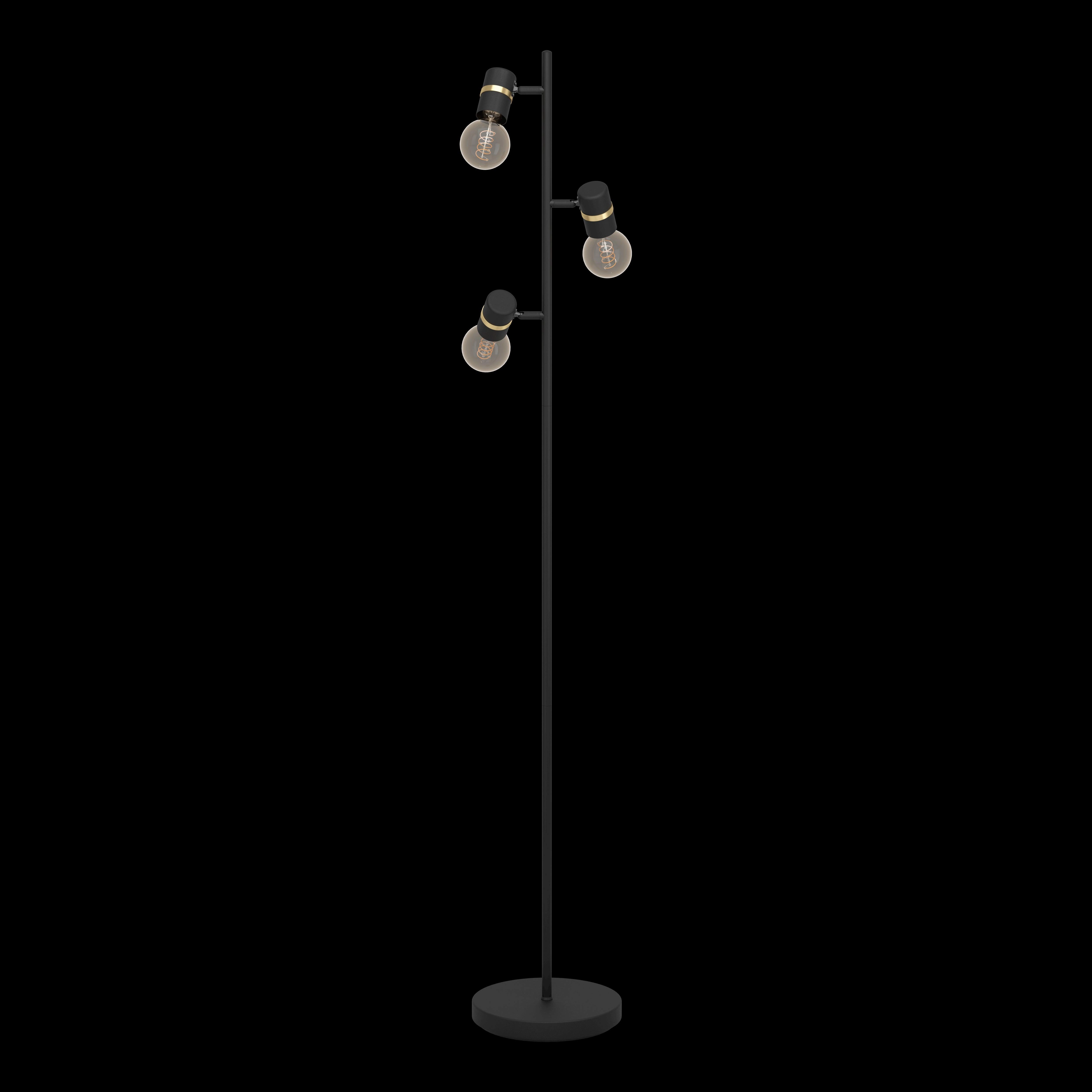Eglo Lurone Black & Brass 3 Light Adjustable Floor Lamp
