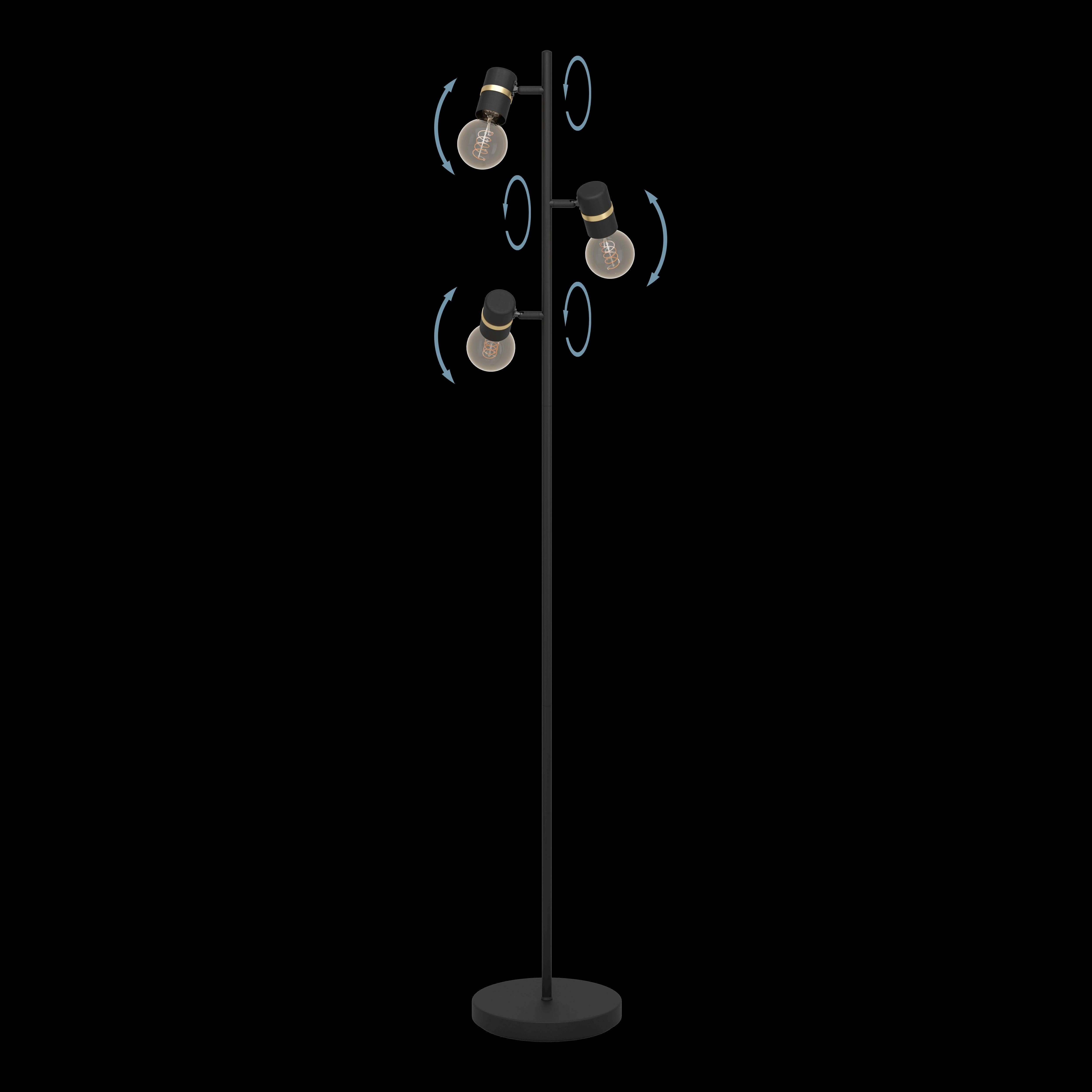 Eglo Lurone Black & Brass 3 Light Adjustable Floor Lamp