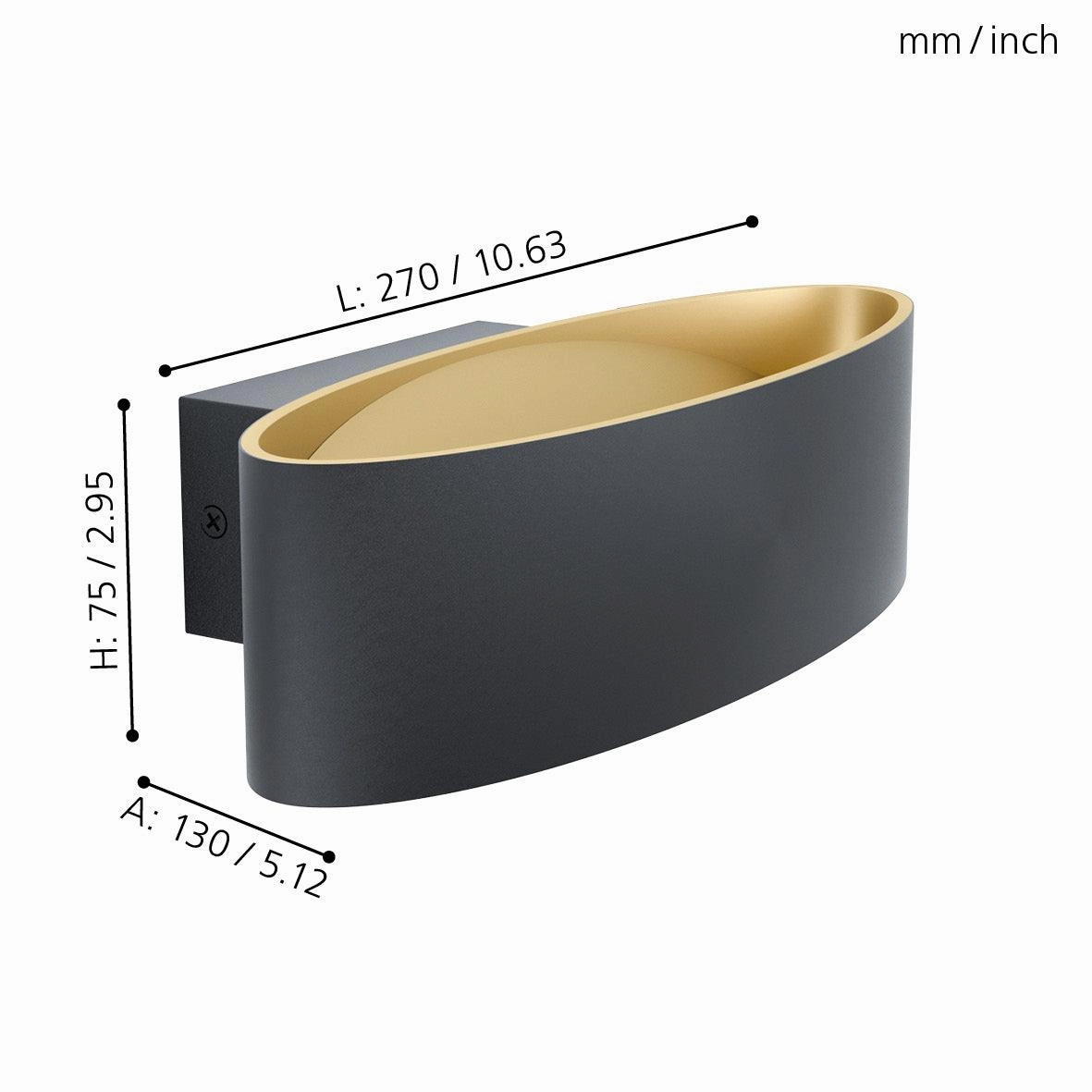 Eglo Maccacari Curved Black & Gold LED Wall light