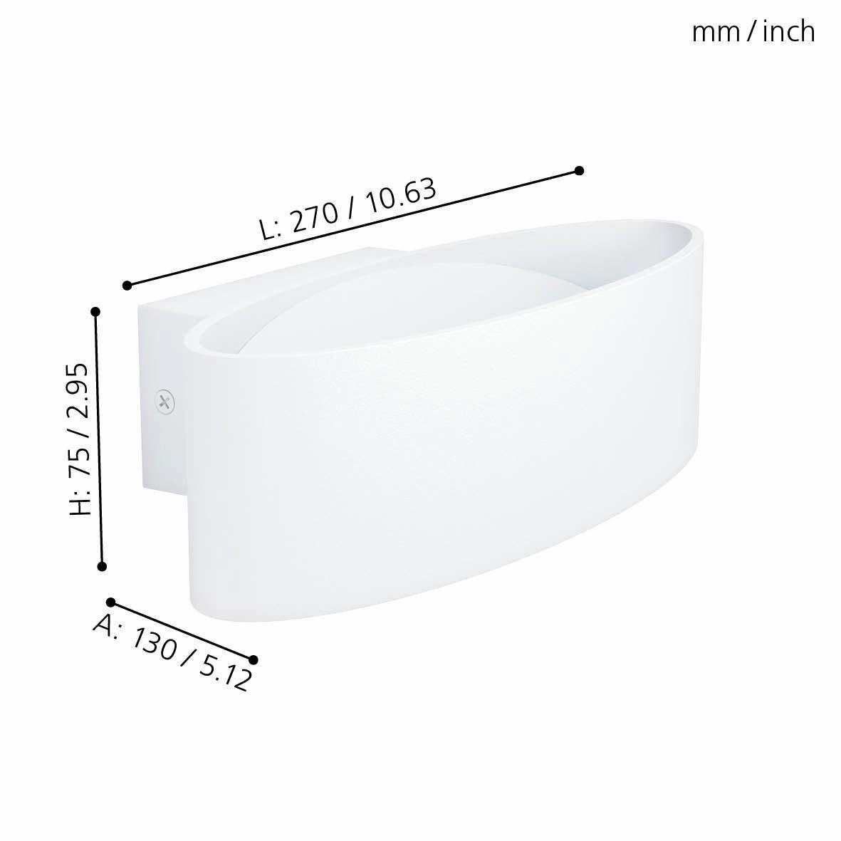 Eglo Maccacari Curved White LED Wall light