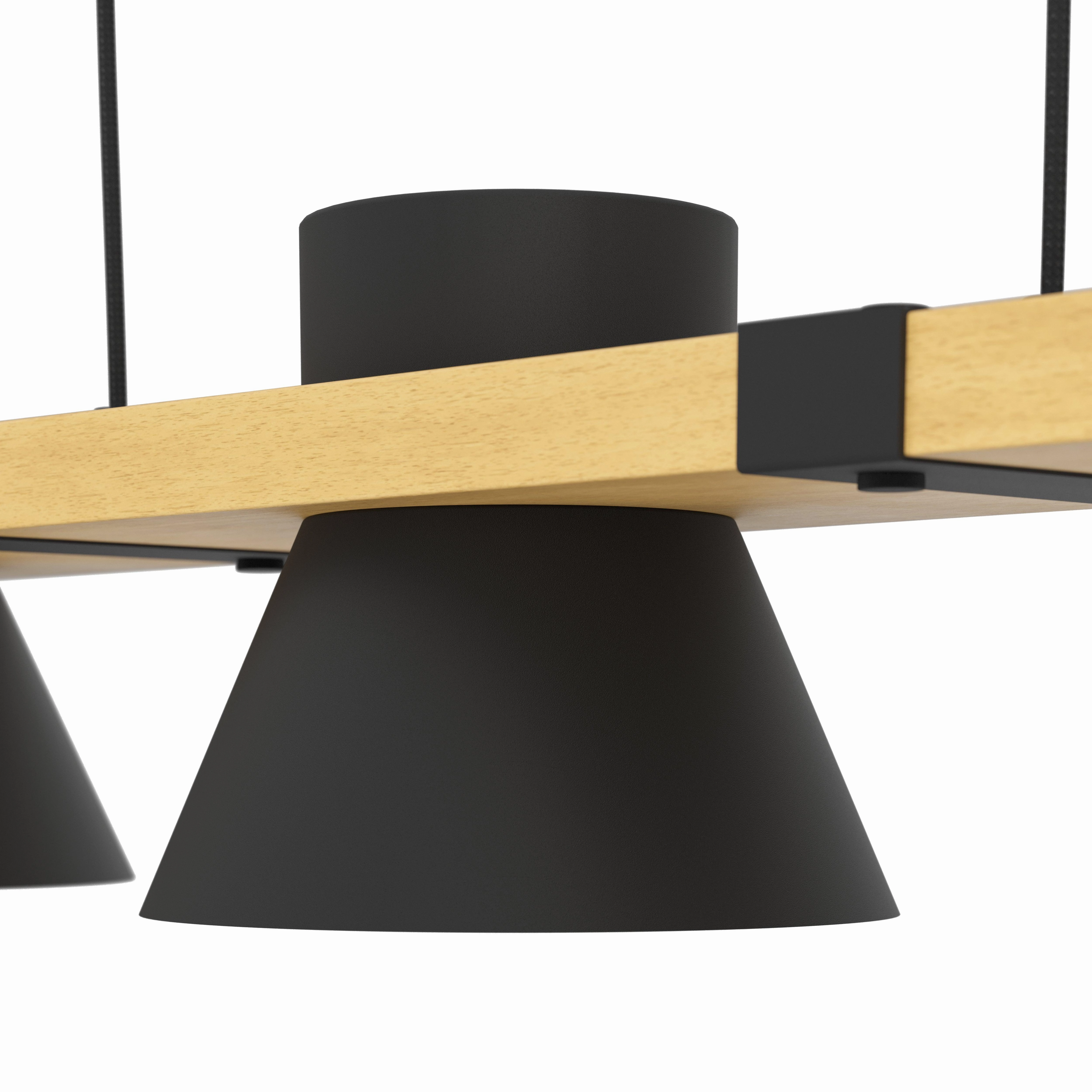 Eglo Maccles 3 Light Black and Wooden Plate Ceiling Pendant