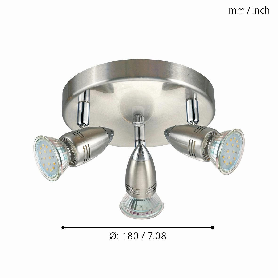 Eglo Magnum LED Nickel 3 Light Plate Ceiling Spotlight tall arc lamp for living room