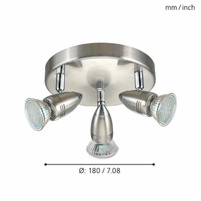 Eglo Magnum LED Nickel 3 Light Plate Ceiling Spotlight tall arc lamp for living room
