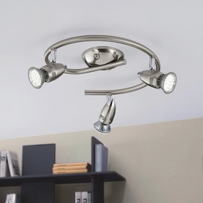 Eglo Magnum-LED Nickel 3 Light Spotlight tall arc lamp for living room