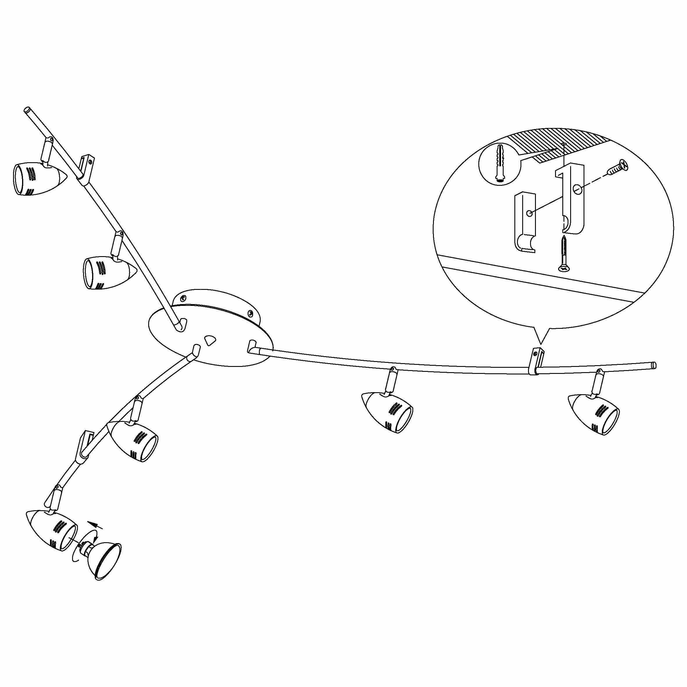 Eglo Magnum-LED Nickel 6 Light 3-arm Spotlight