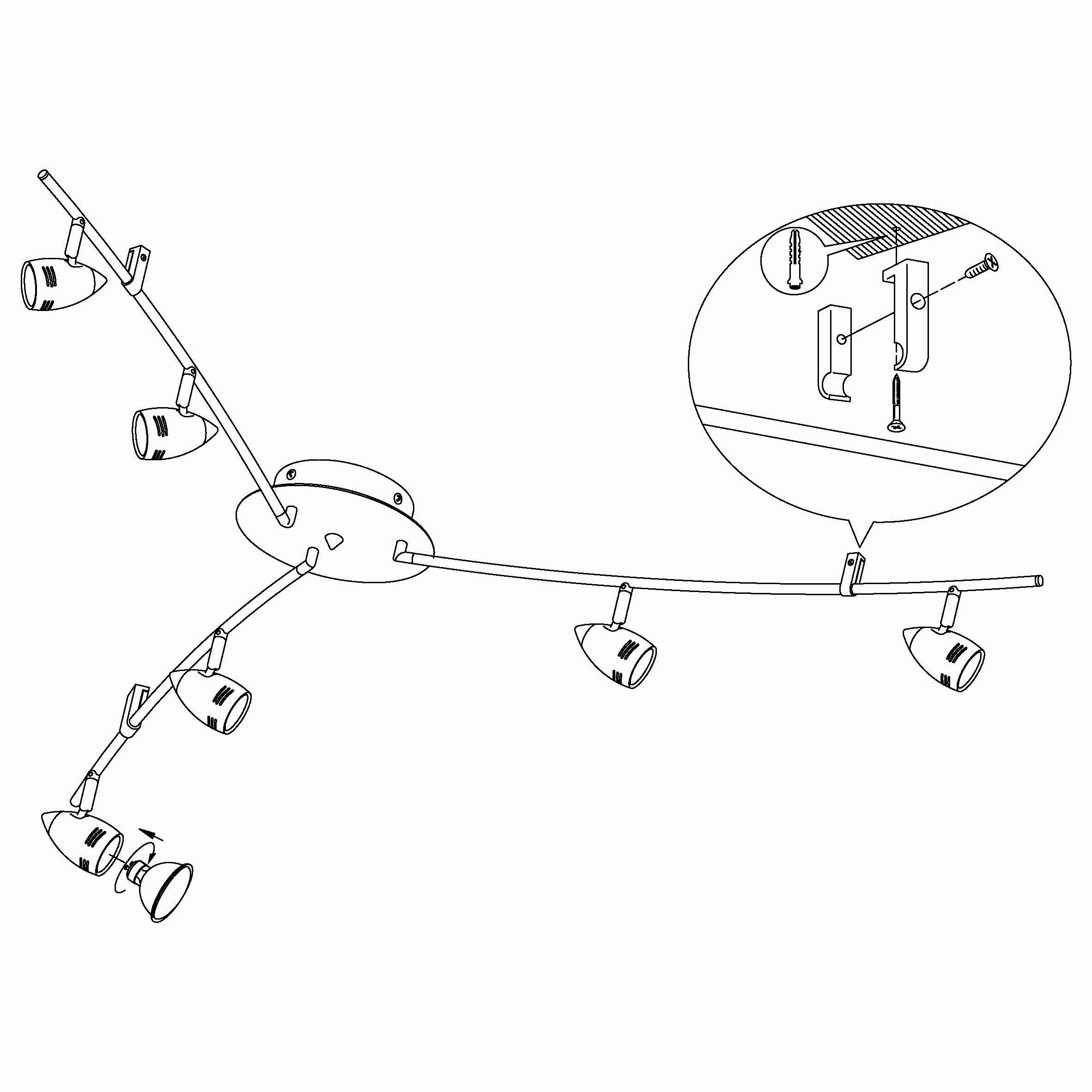 Eglo Magnum-LED Nickel 6 Light 3-arm Spotlight