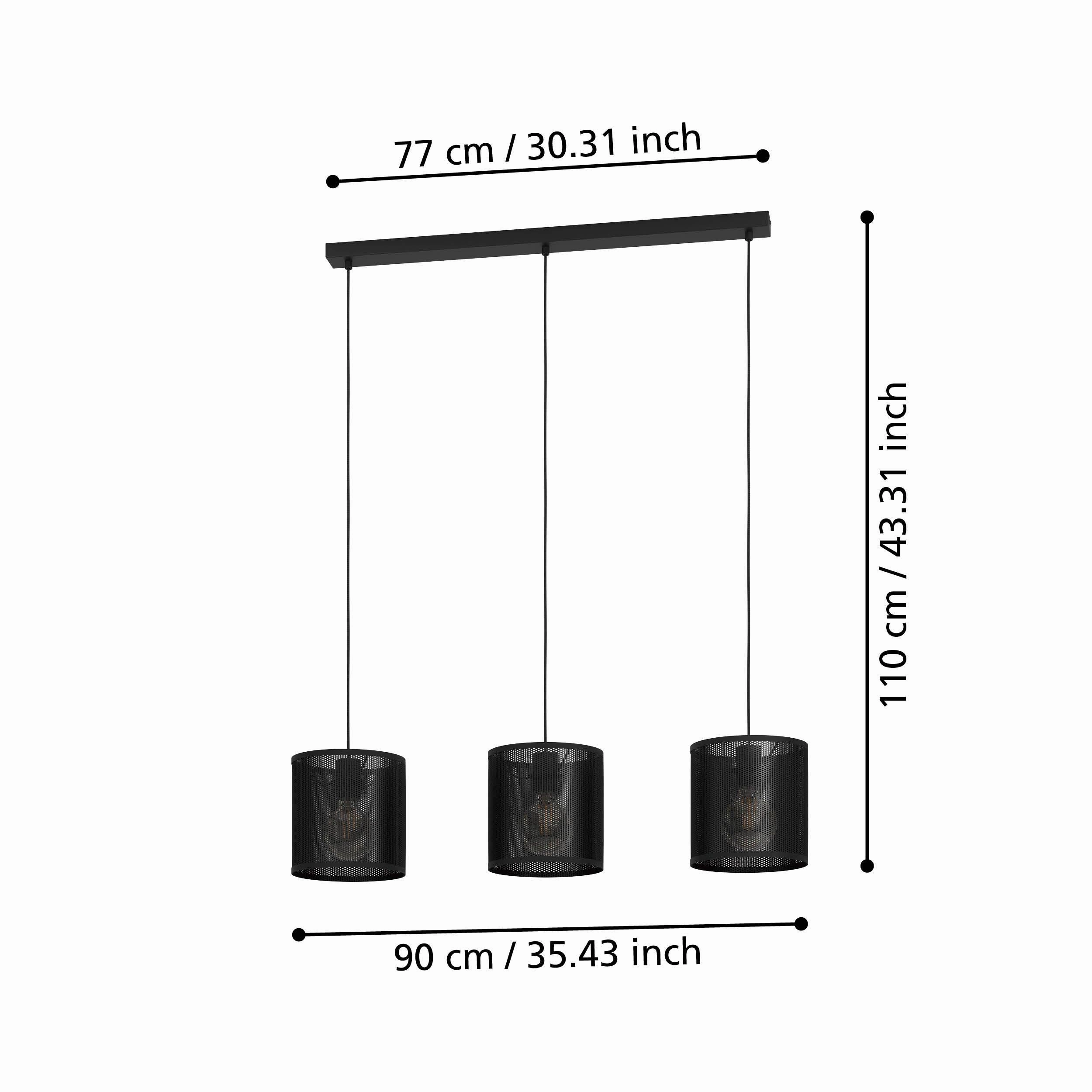 Eglo Manby 3 Light Black Round Mesh Shade Ceiling Pendant