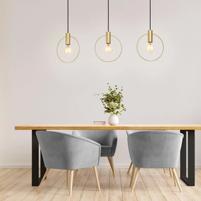 Eglo Manizales 3 Light Brass Hoop Ceiling Pendant flush mount ceiling fixture