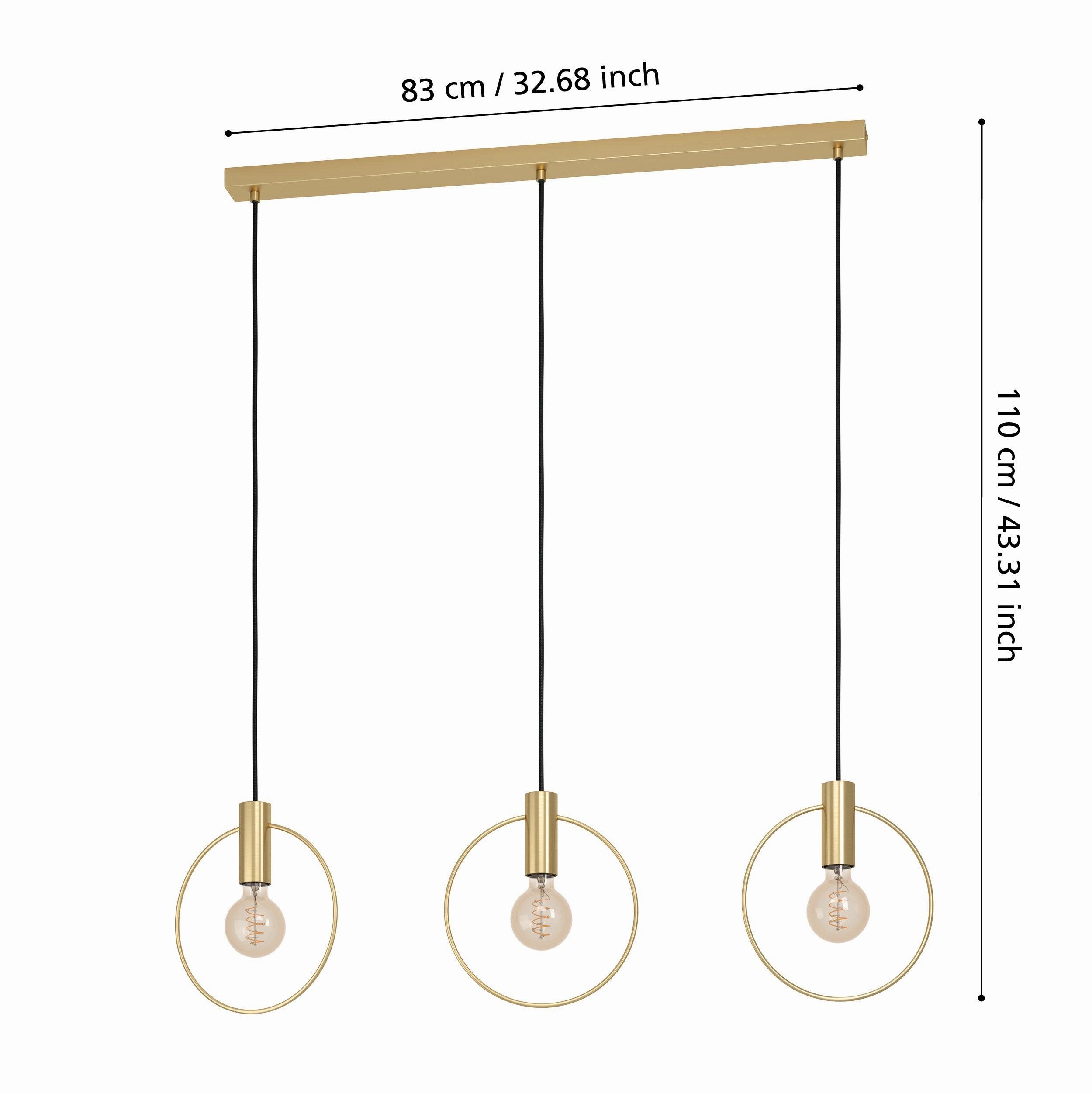 Eglo Manizales 3 Light Brass Hoop Ceiling Pendant