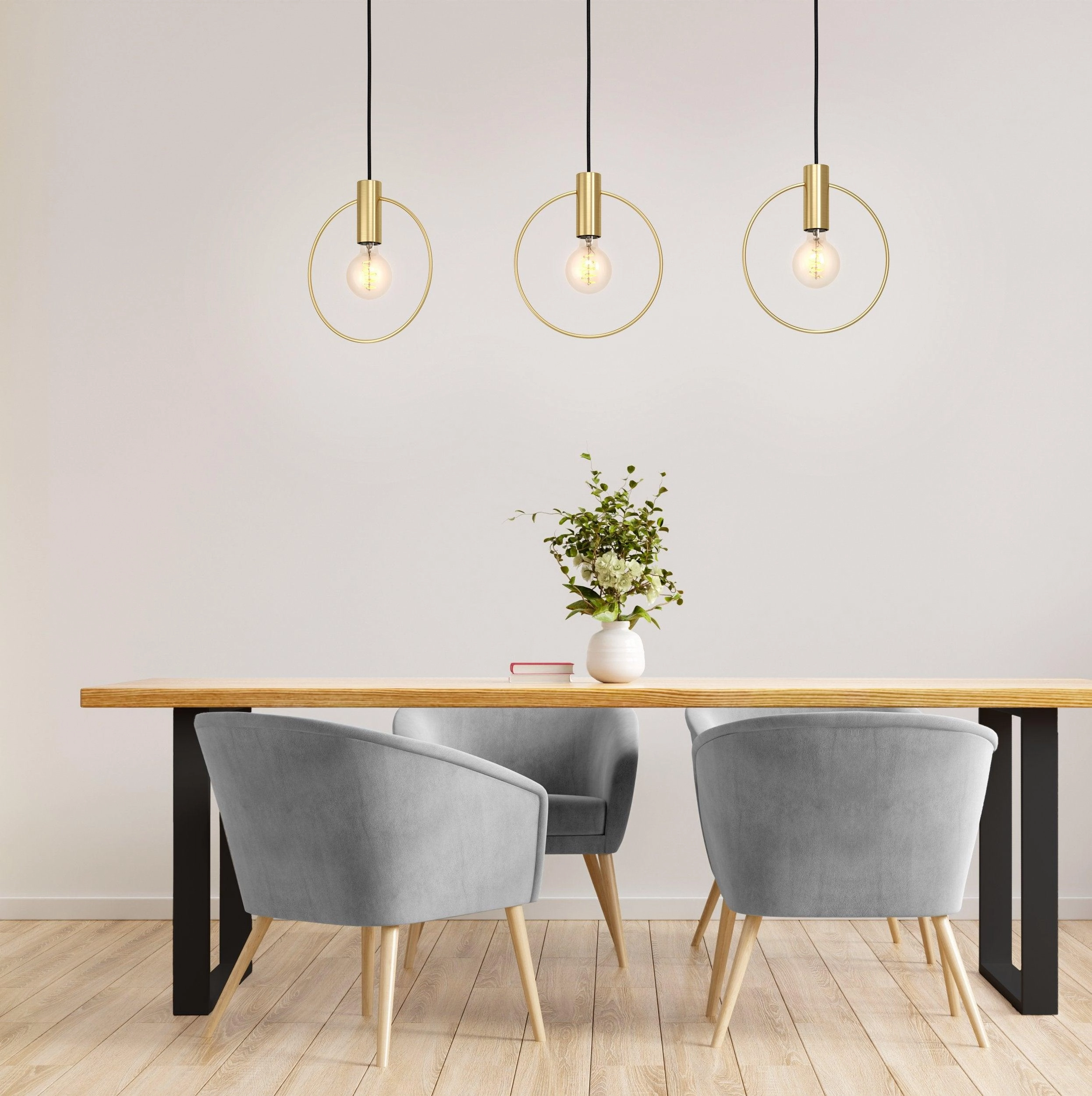 Eglo Manizales 3 Light Brass Hoop Ceiling Pendant flush mount ceiling fixture