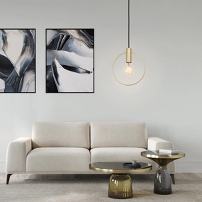 Eglo Manizales Brass Hoop Ceiling Pendant flush mount ceiling fixture